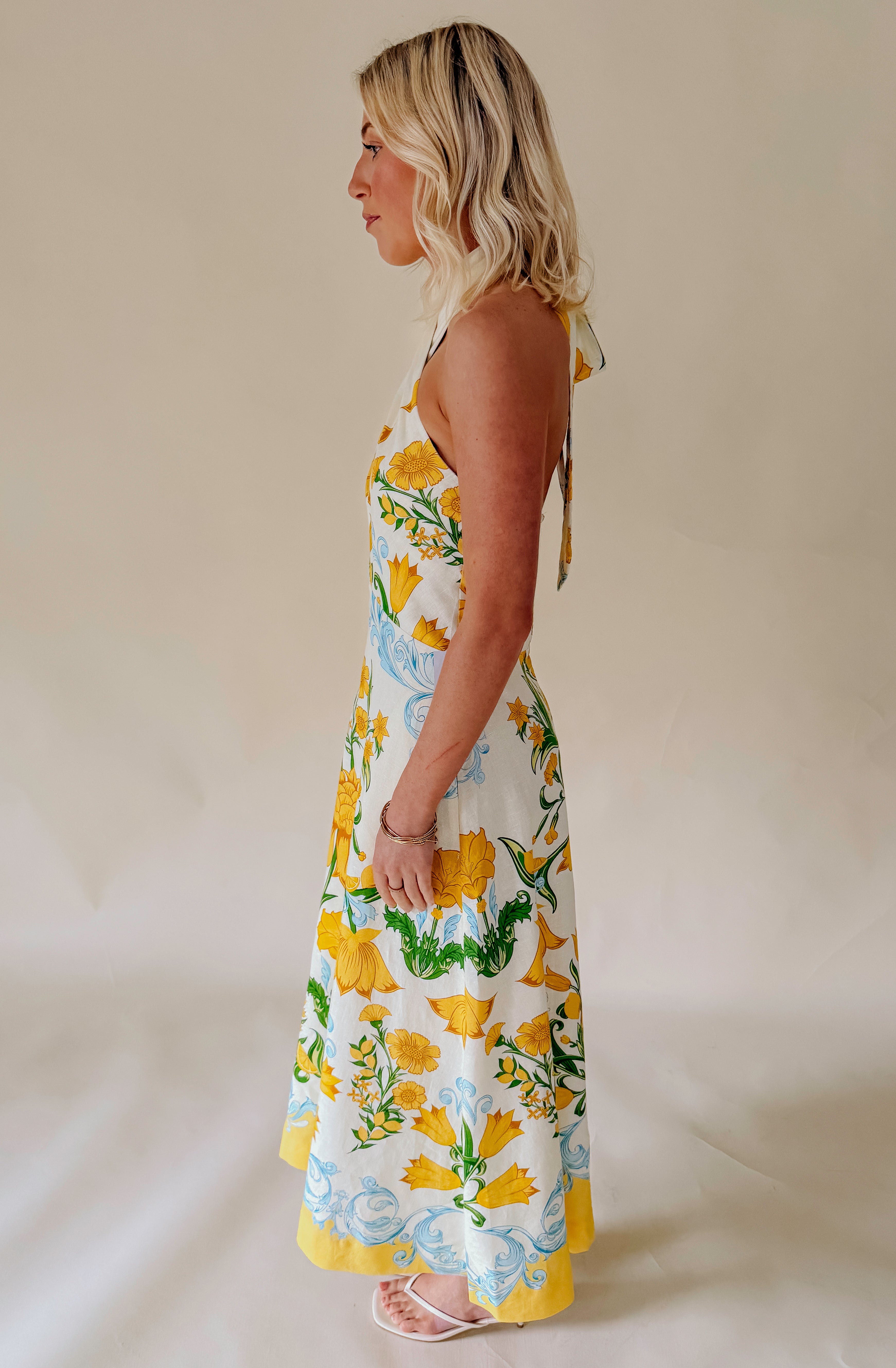 MESTIZA COPACABANA HALTER MIDI DRESS