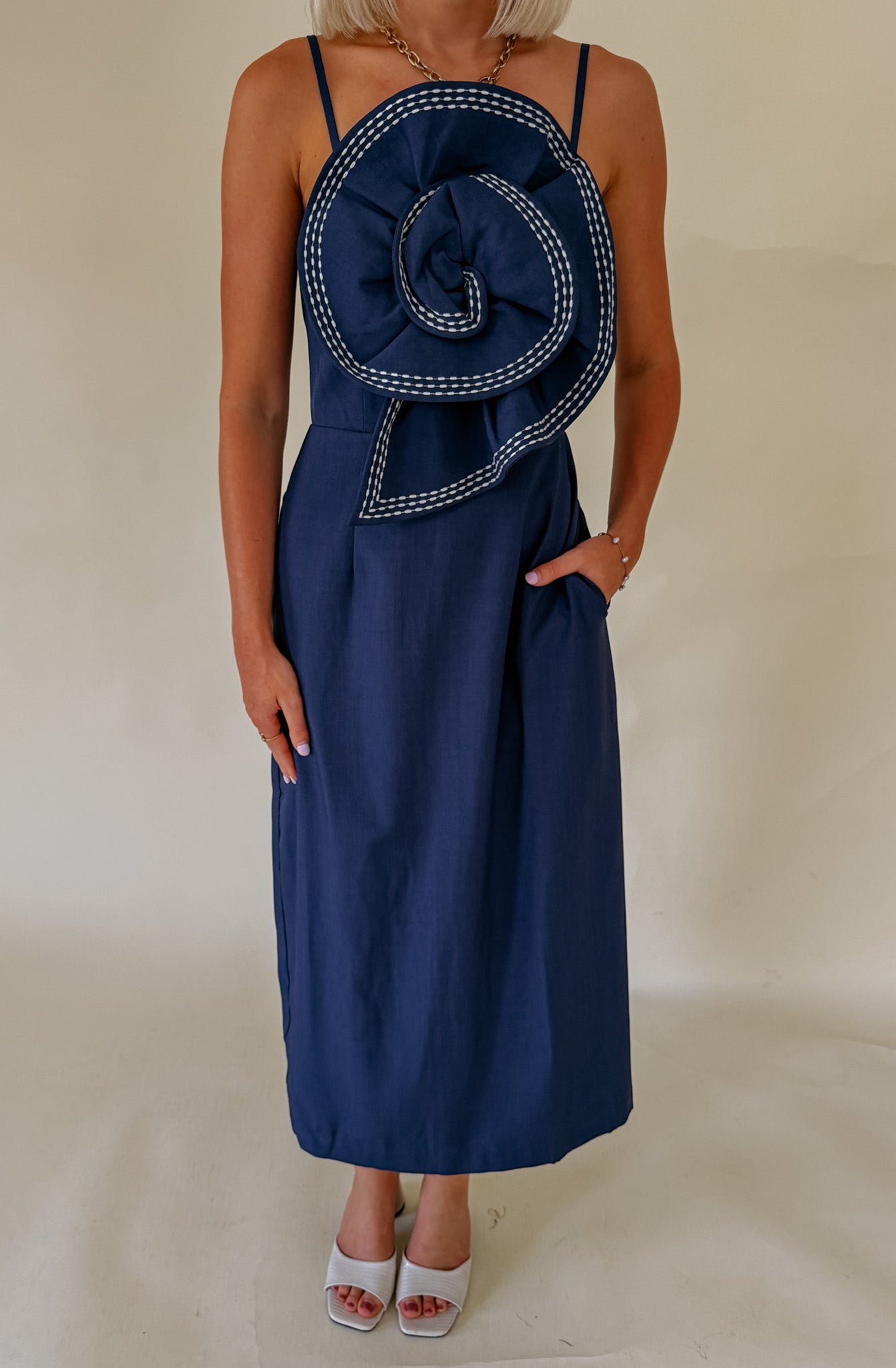 THE ALLIE 3D FLORAL MIDI DRESS
