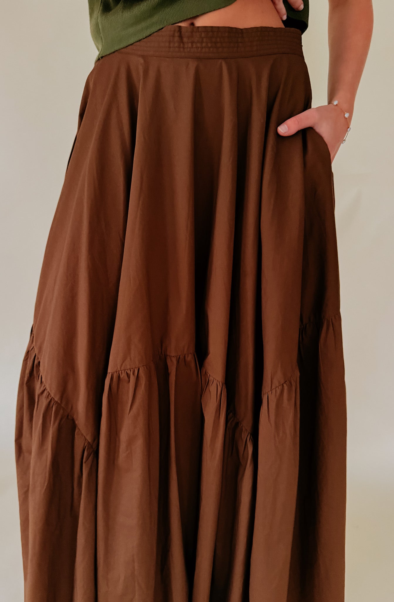 THE SIMONE POPLIN BLEND MIDI SKIRT