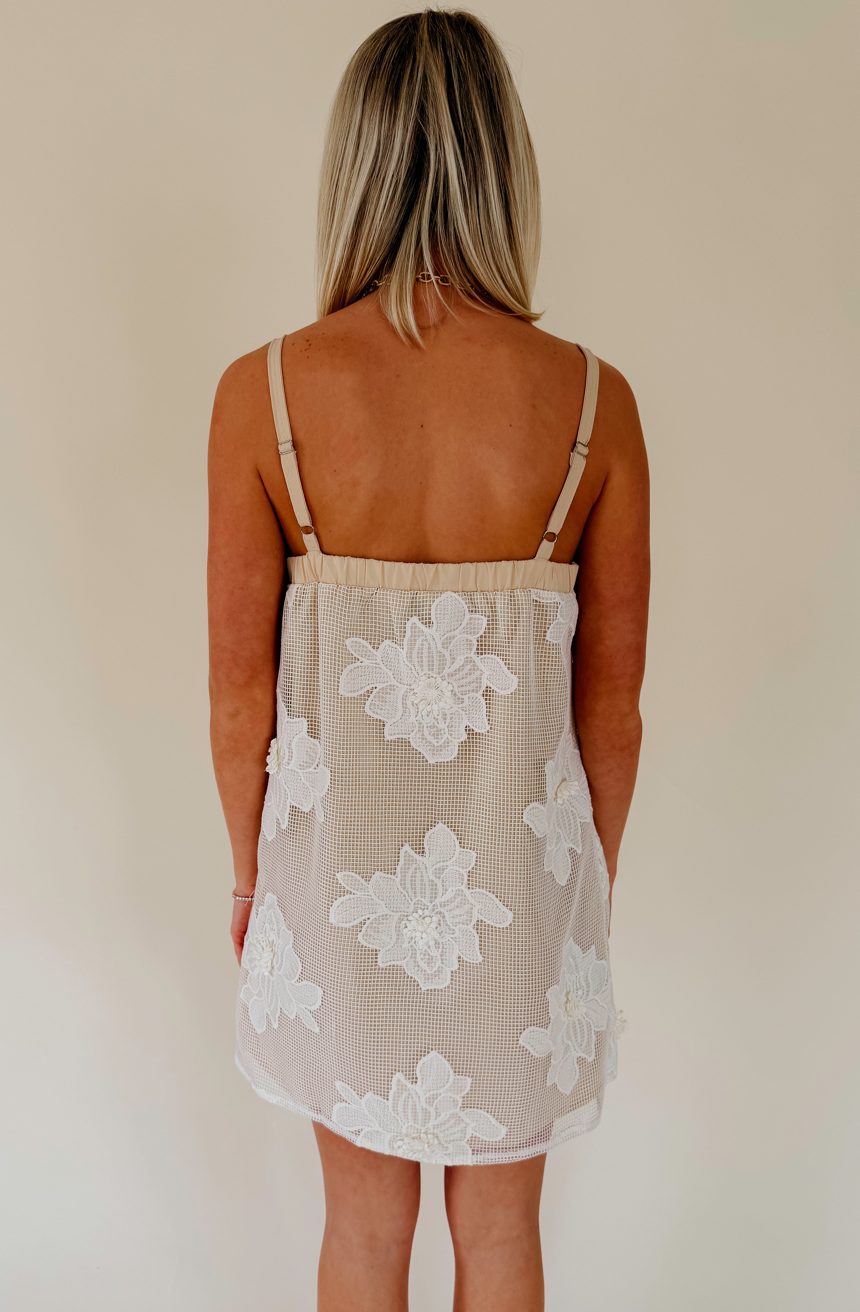 SHE IS THE MOMENT 3D FLORAL MINI DRESS