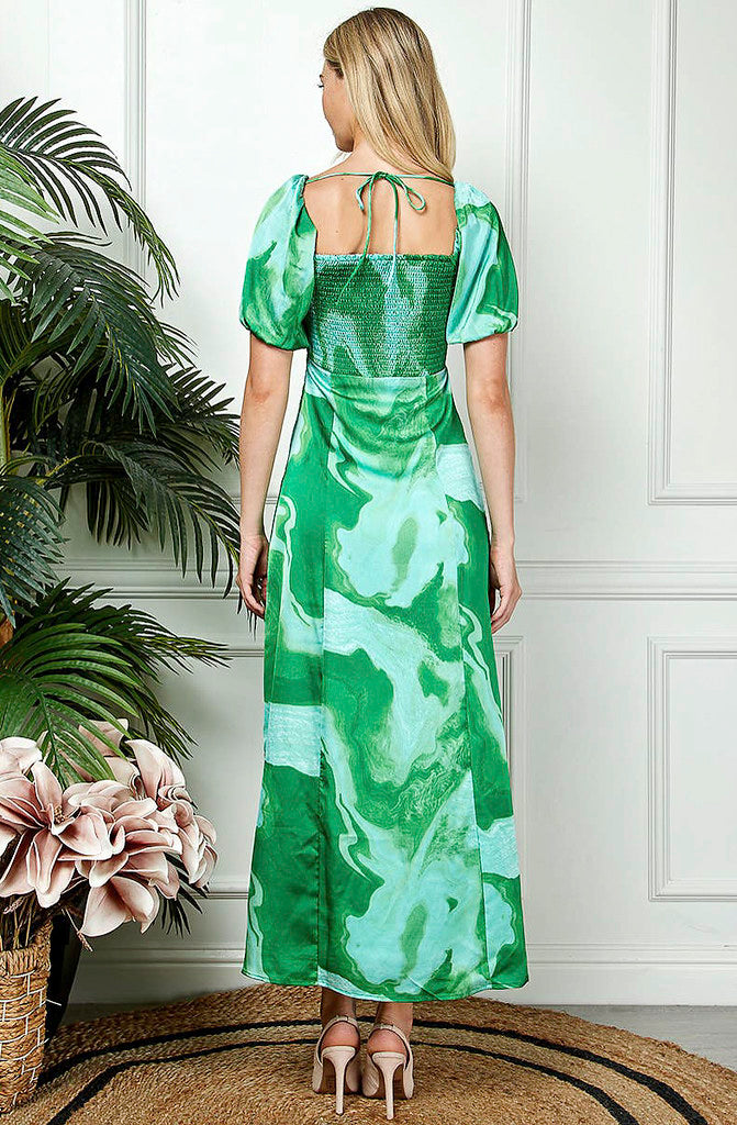JUST A SPLASH MAXI SPLIT DRESS
