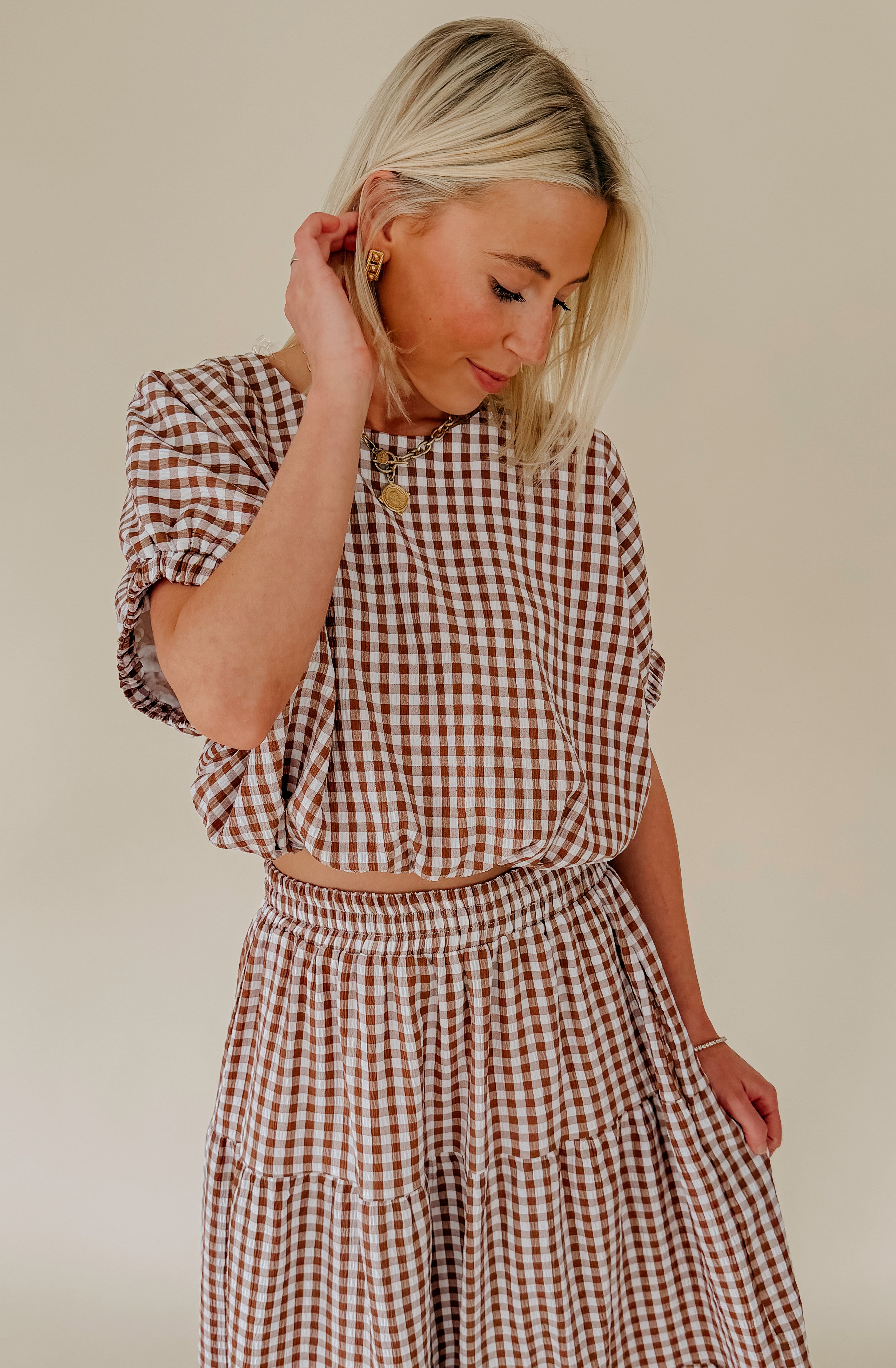 PLAID TO MEET YOU GINGHAM TOP