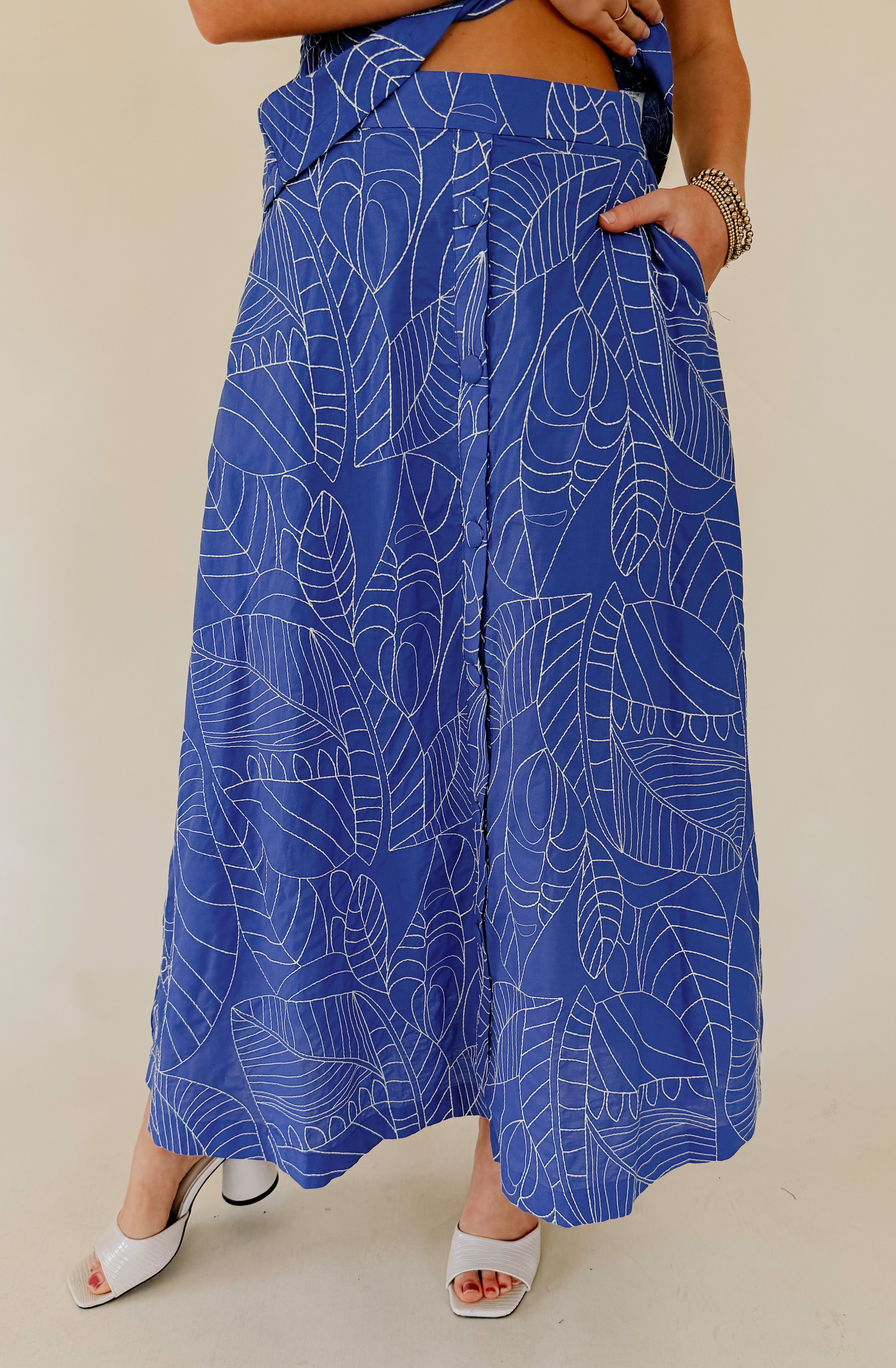 THE BALI EMBROIDERED MIDI SKIRT