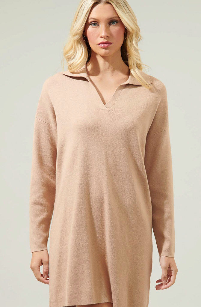 EMERLA COLLARED SWEATER DRESS