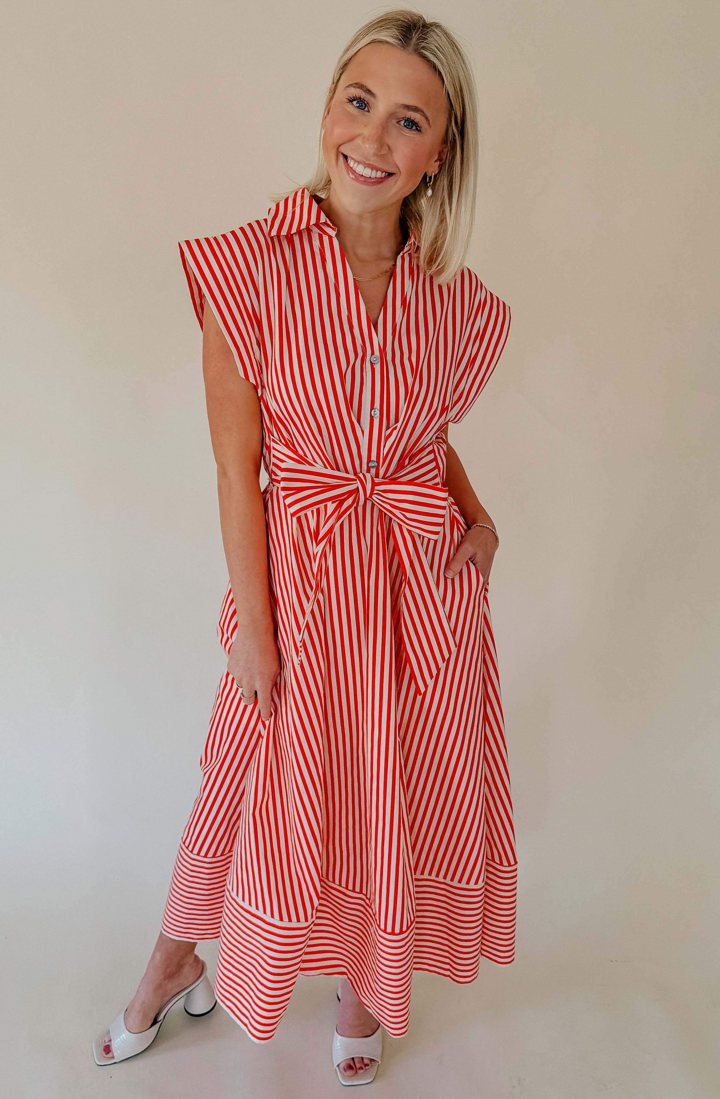 AMALFI COAST STRIPED MIDI