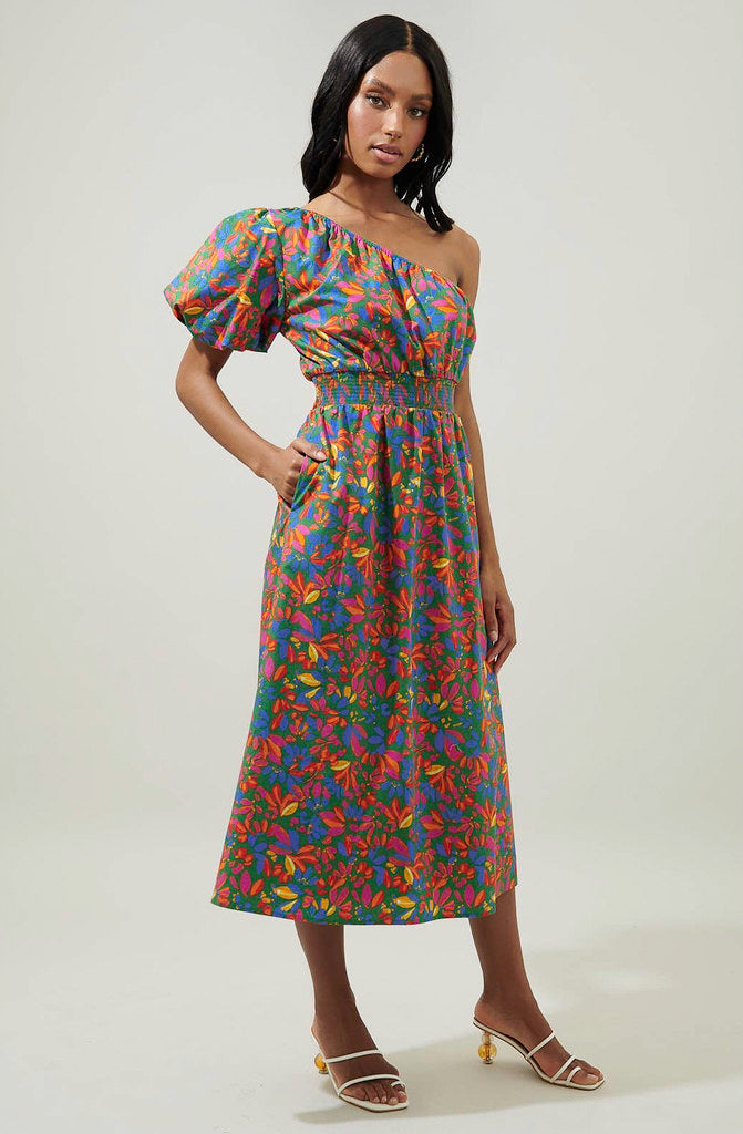 THE ZINA ONE SHOULDER MIDI