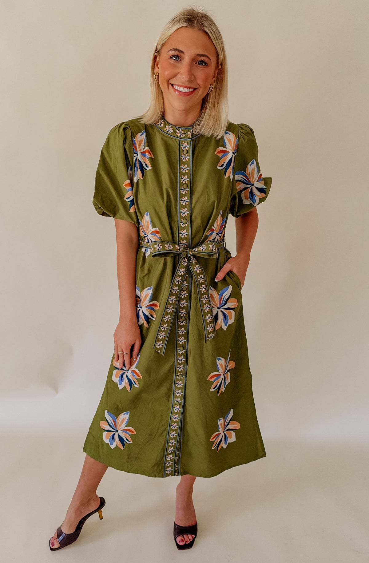 DRAGONFLY PRINTED MIDI DRESS