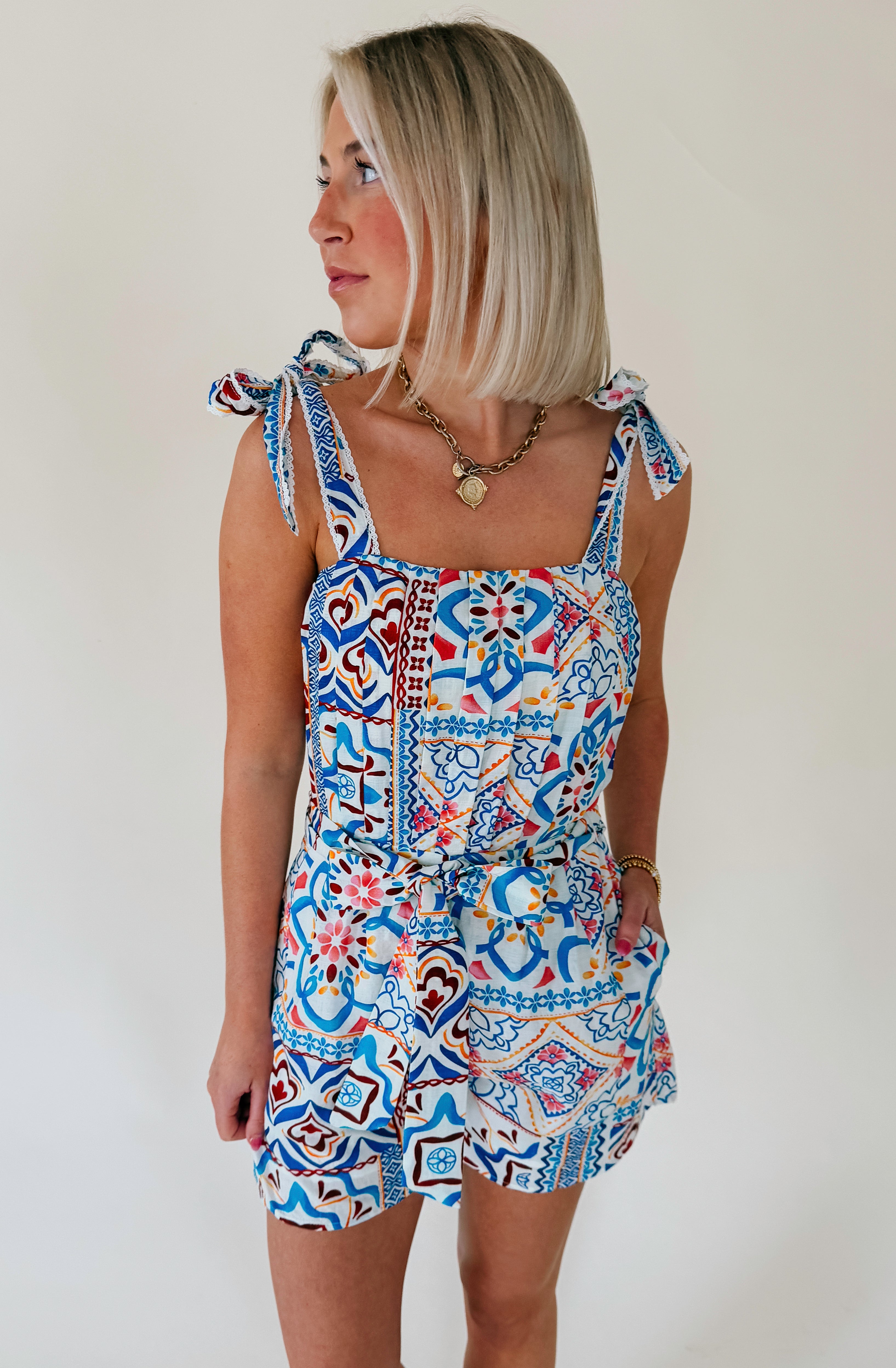 PLAYED WELL TIE ROMPER