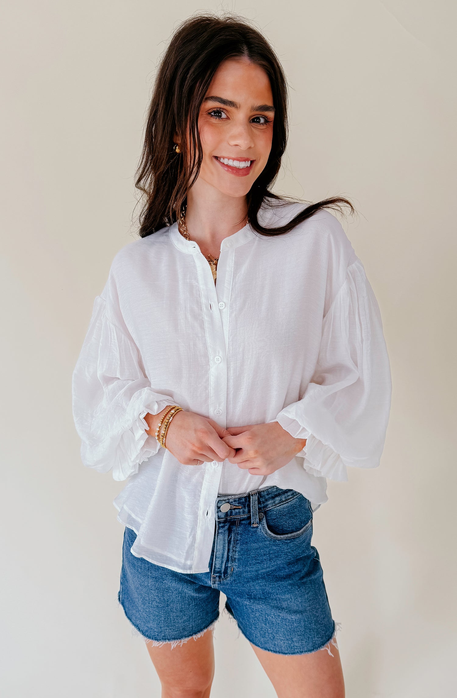 PLAIN JANE BUTTON DOWN BLOUSE