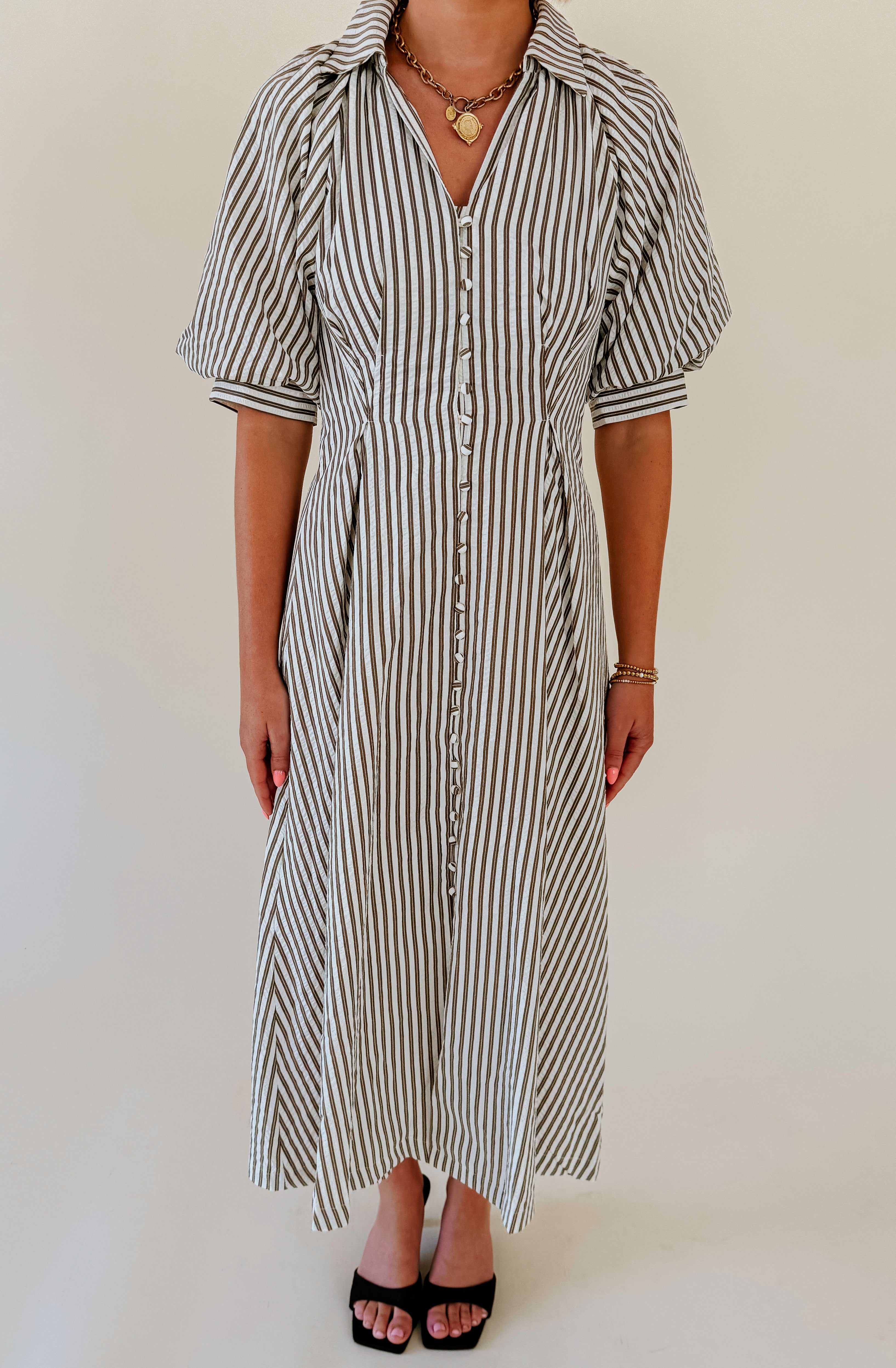 DAY BY DAY STRIPED MIDI