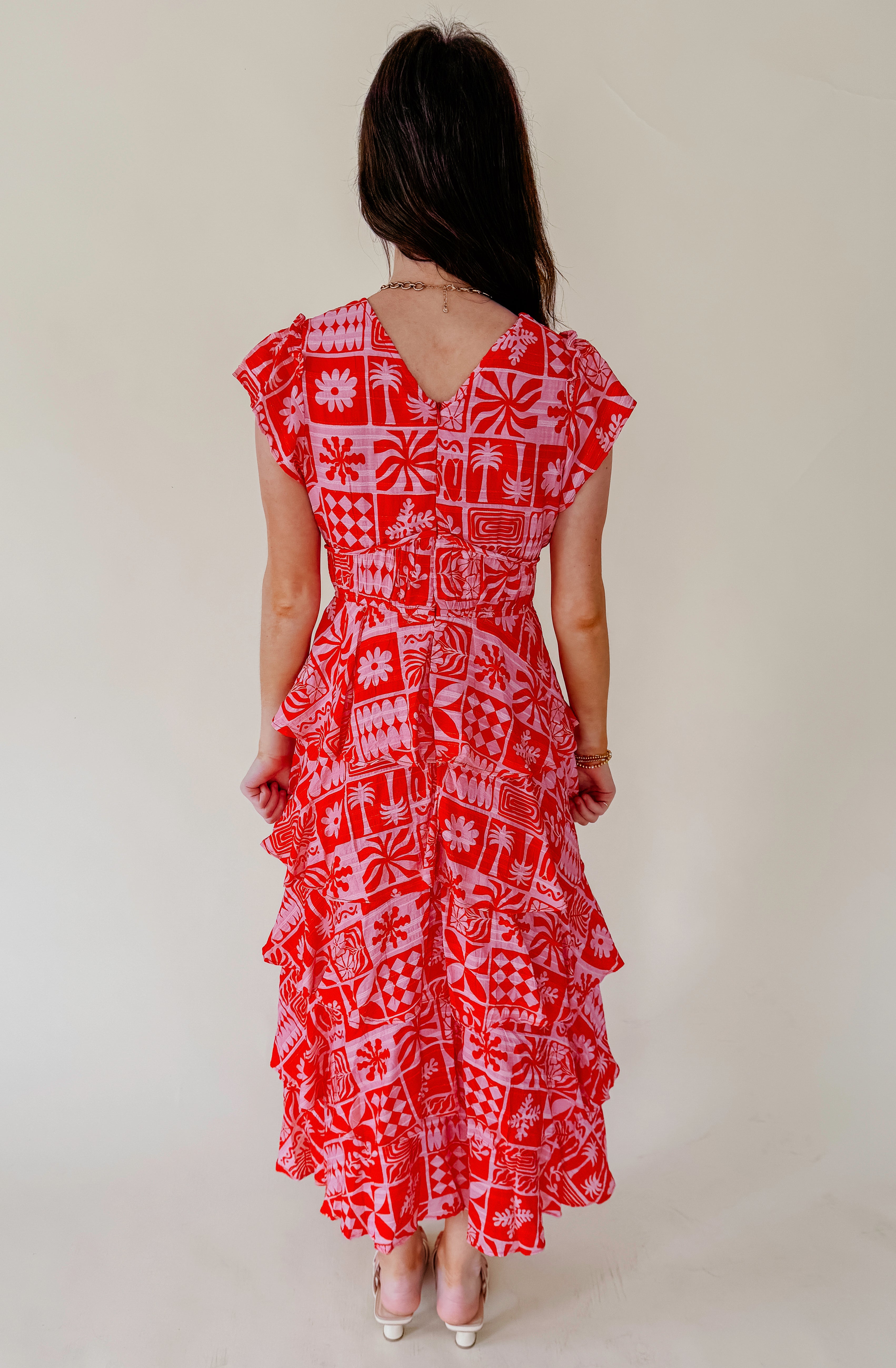 TIKI BAR PRINTED MIDI DRESS