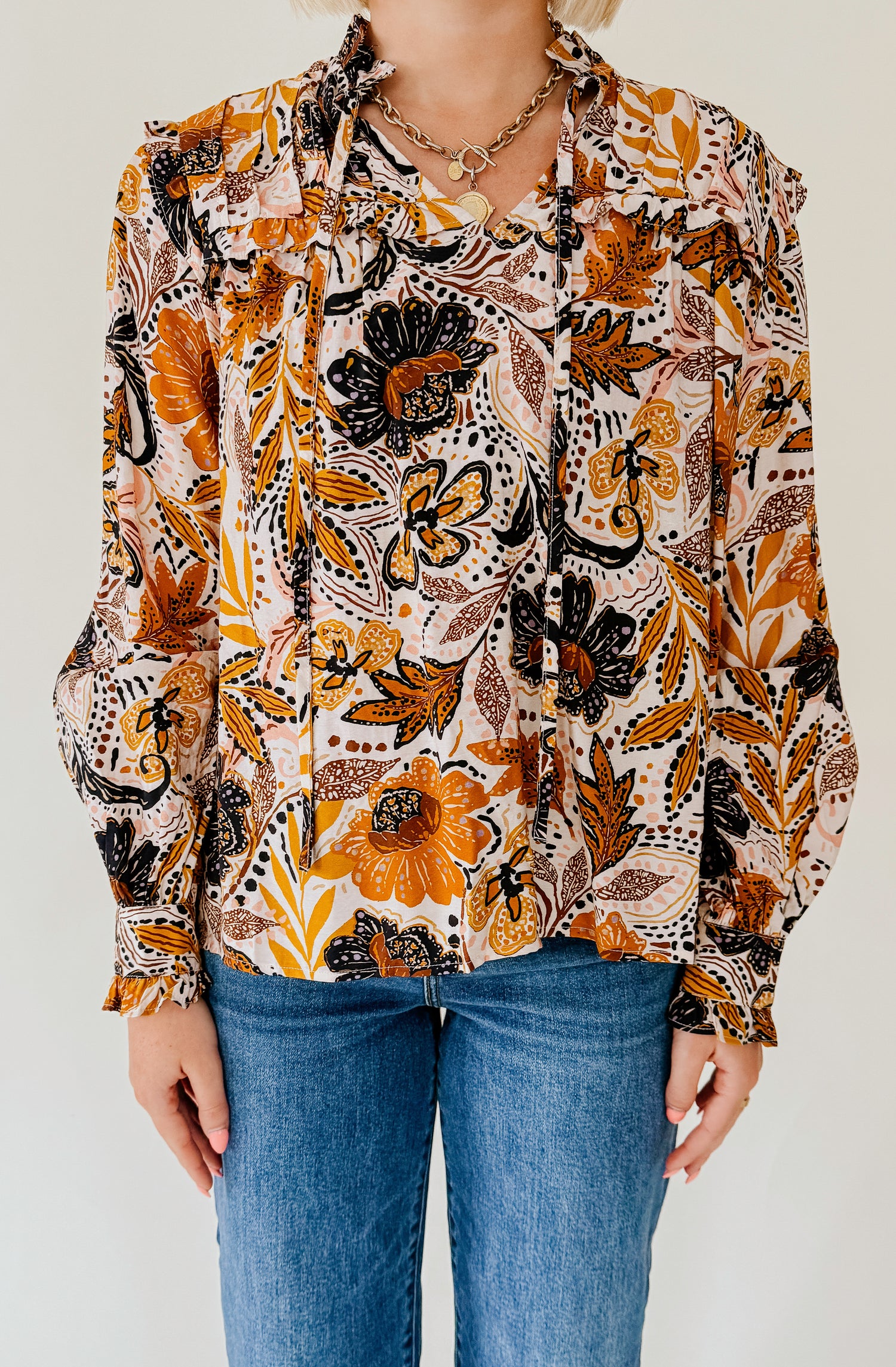 LEAVES CHANGE PRINTED BLOUSE