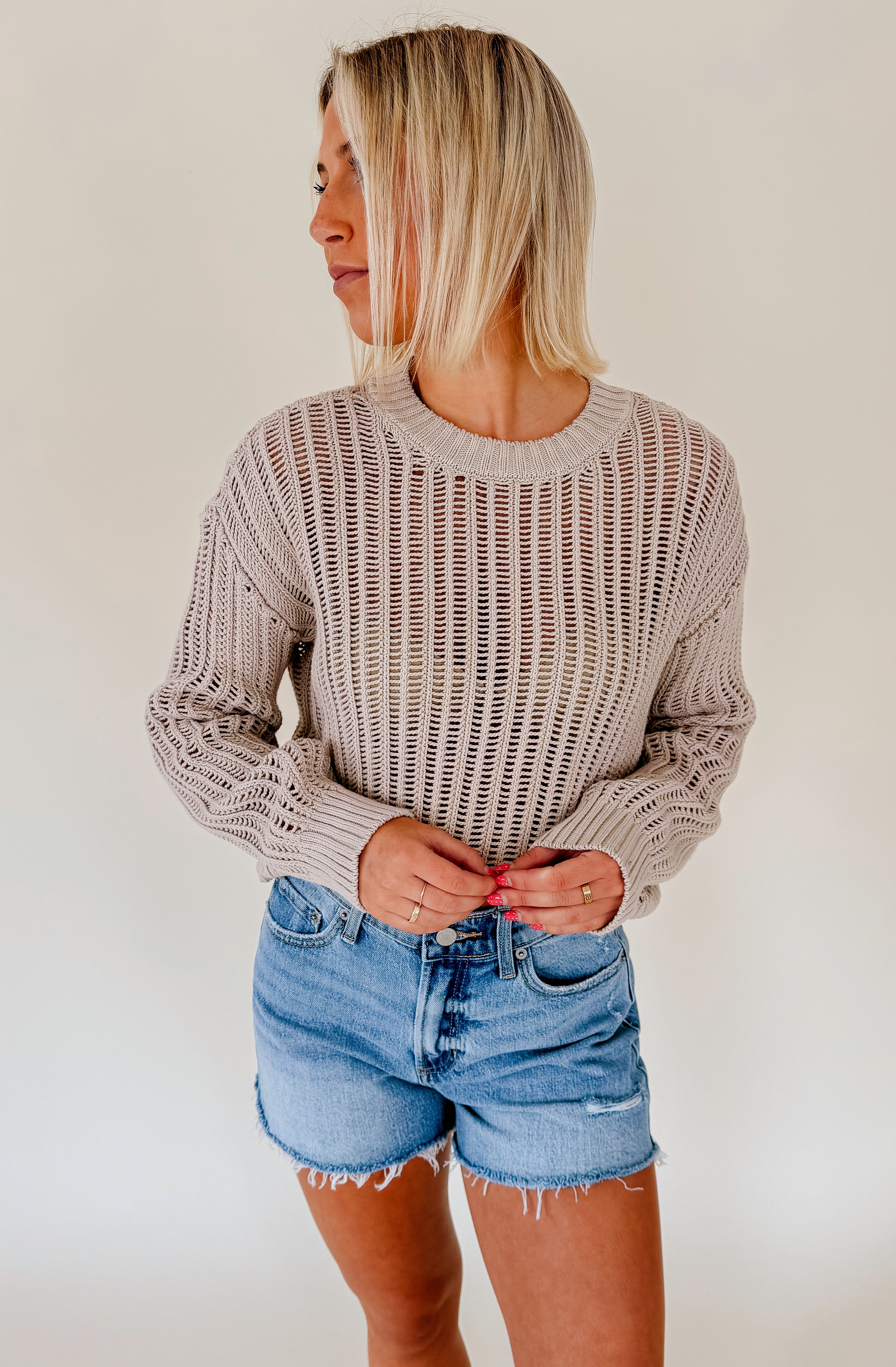 DAZE SEASIDE OPEN STITCH SWEATER