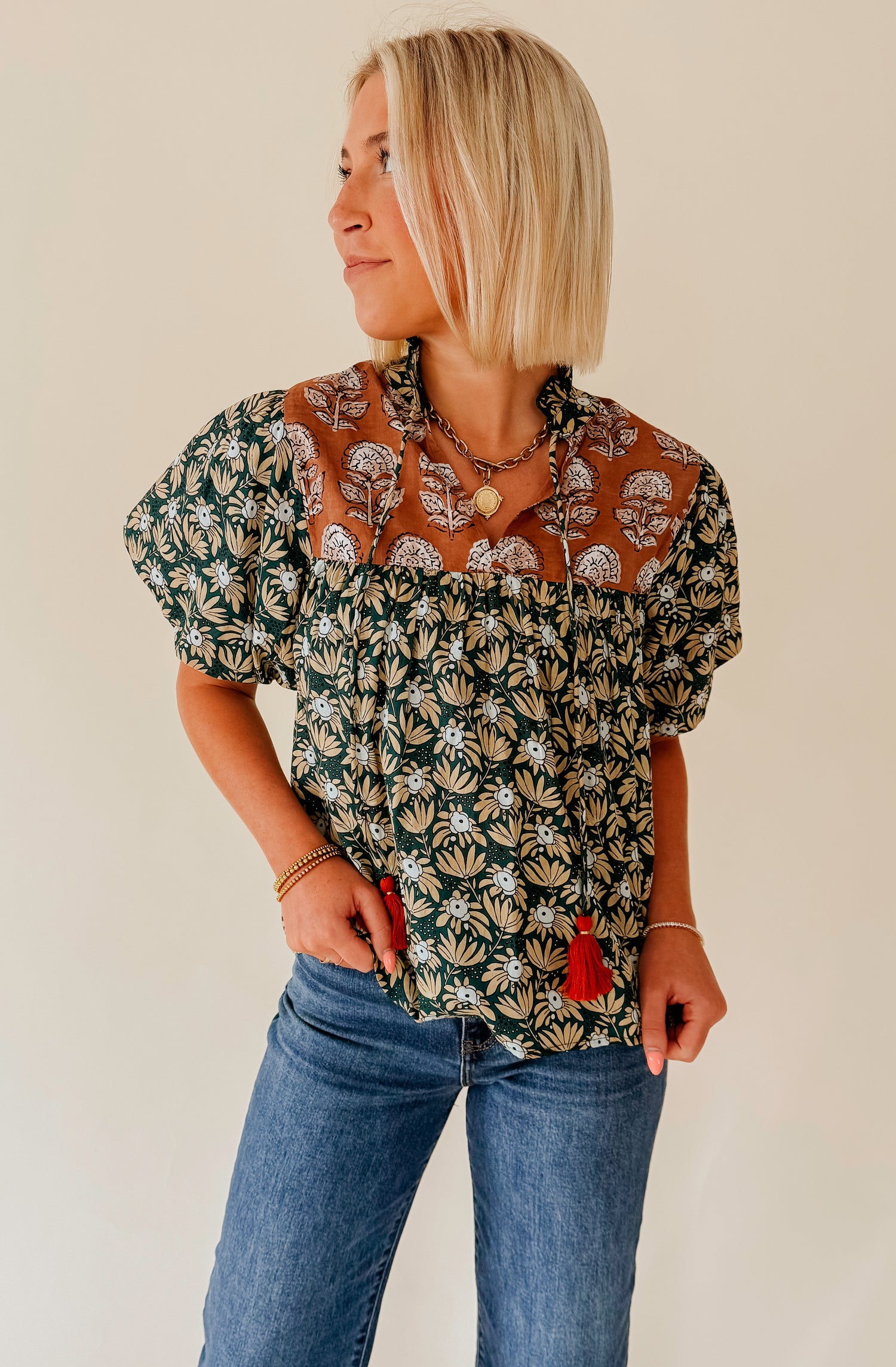 FEELS LIKE FALL PRINTED BLOUSE