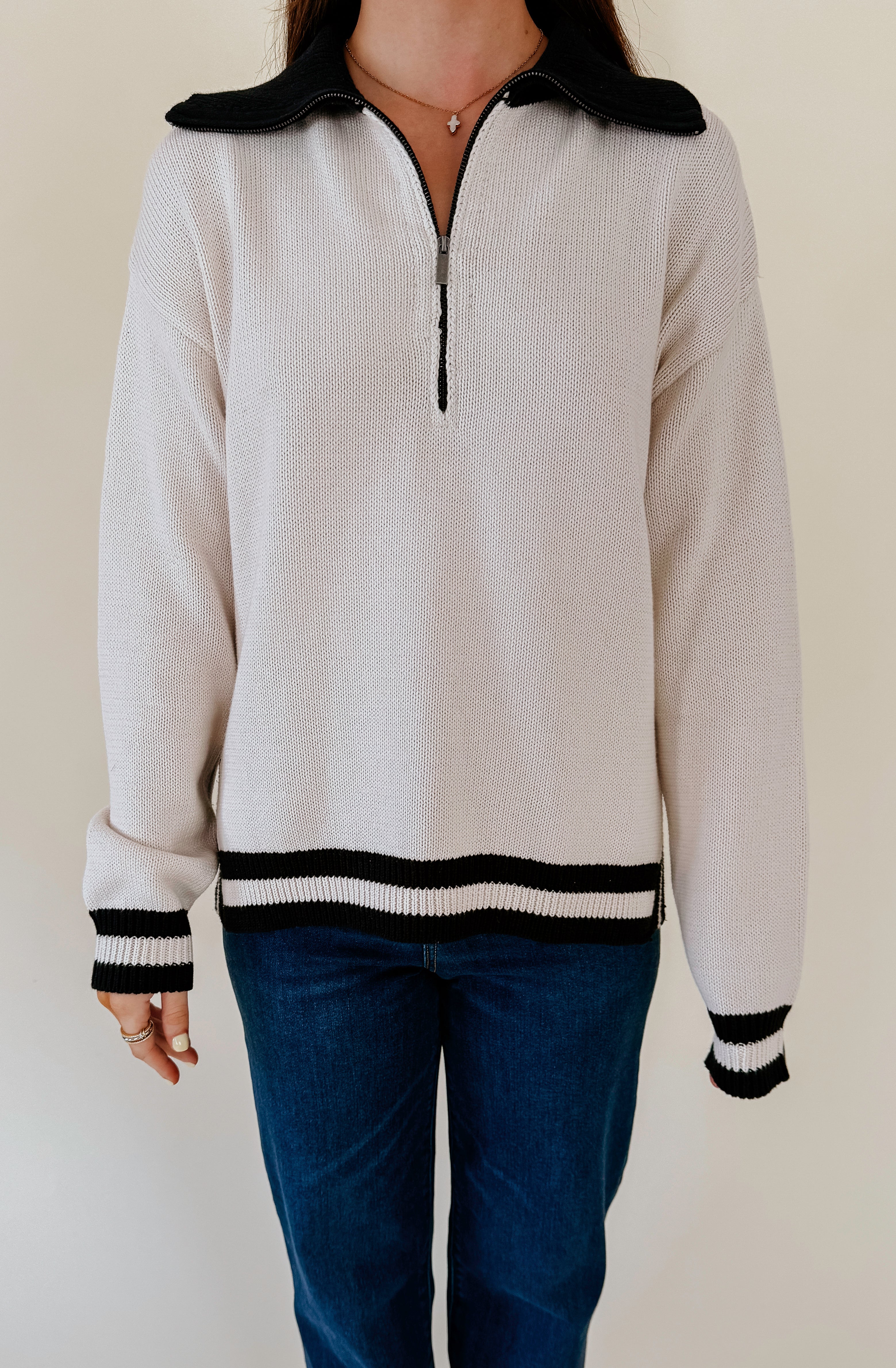 Z SUPPLY SOCIETY QUARTER ZIP SWEATER