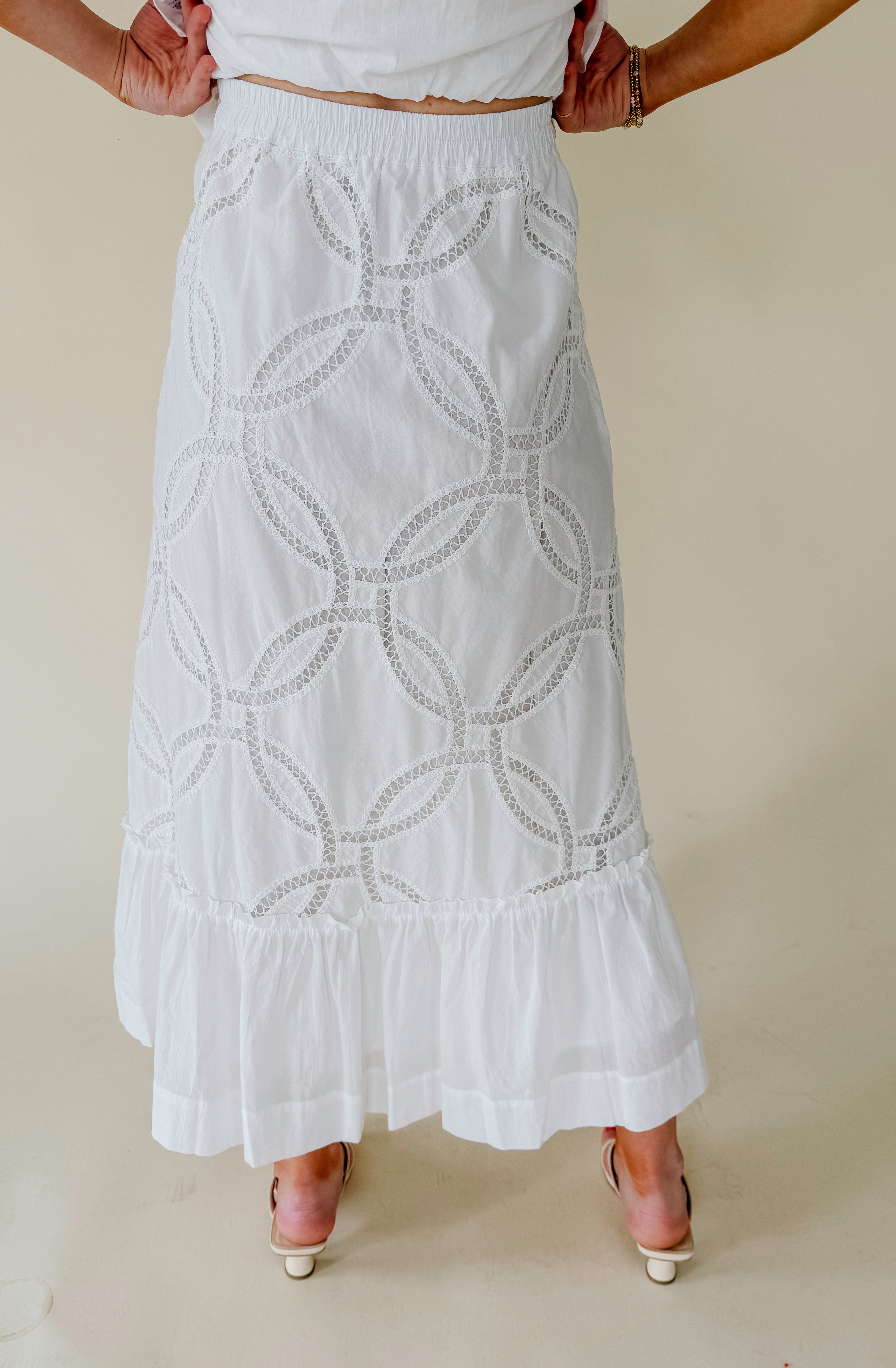 EMMY CROCHET MIDI SKIRT