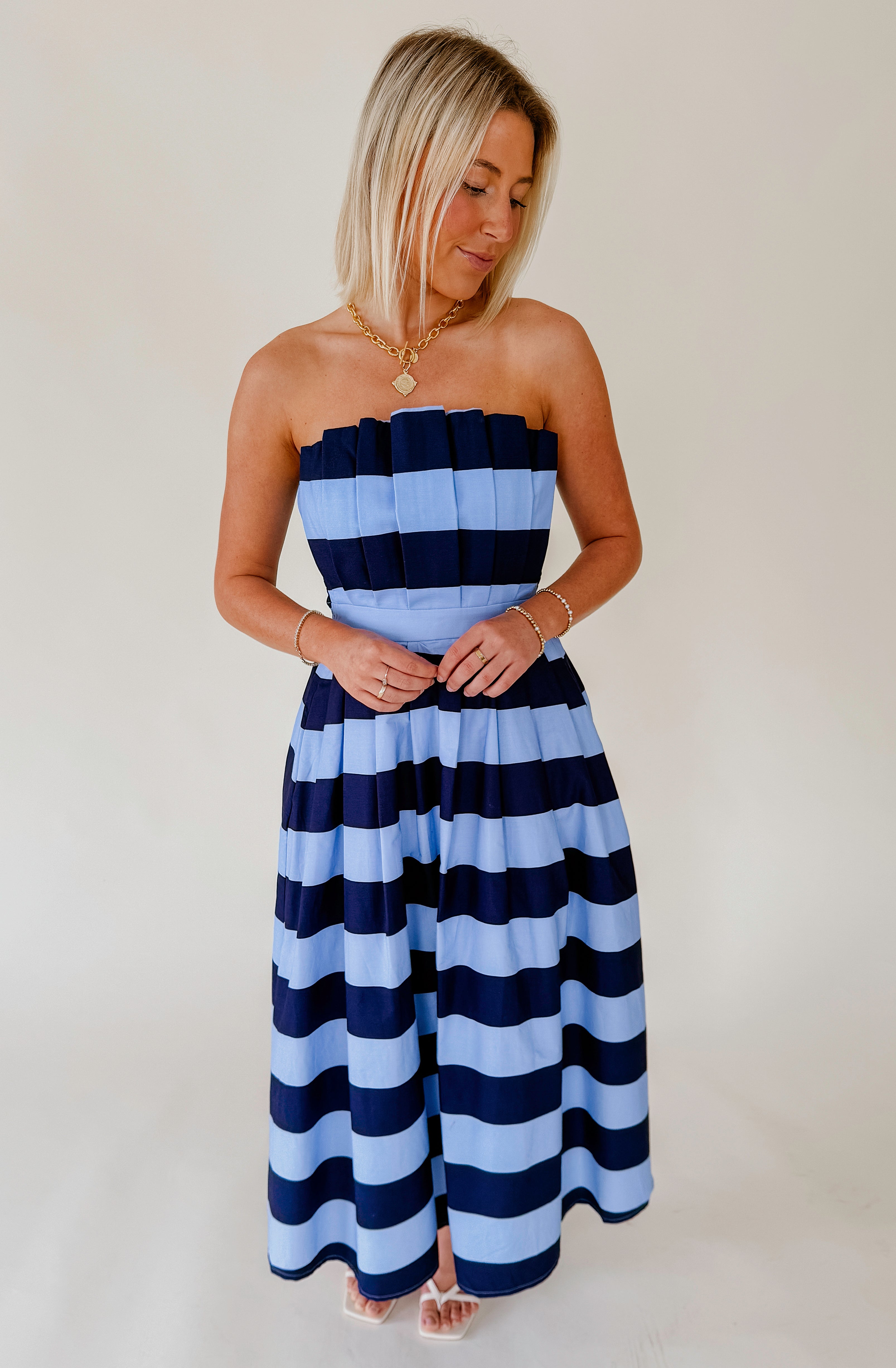 TAKE ME TO NANTUCKET STRAPLESS DRESS