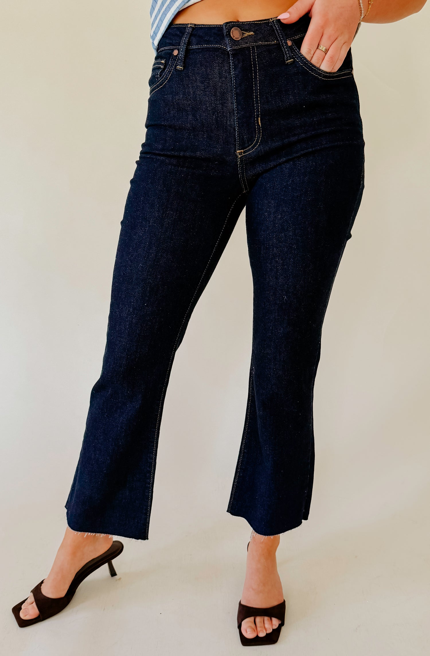 JUST BLACK CROPPED FLARE TALL DENIM