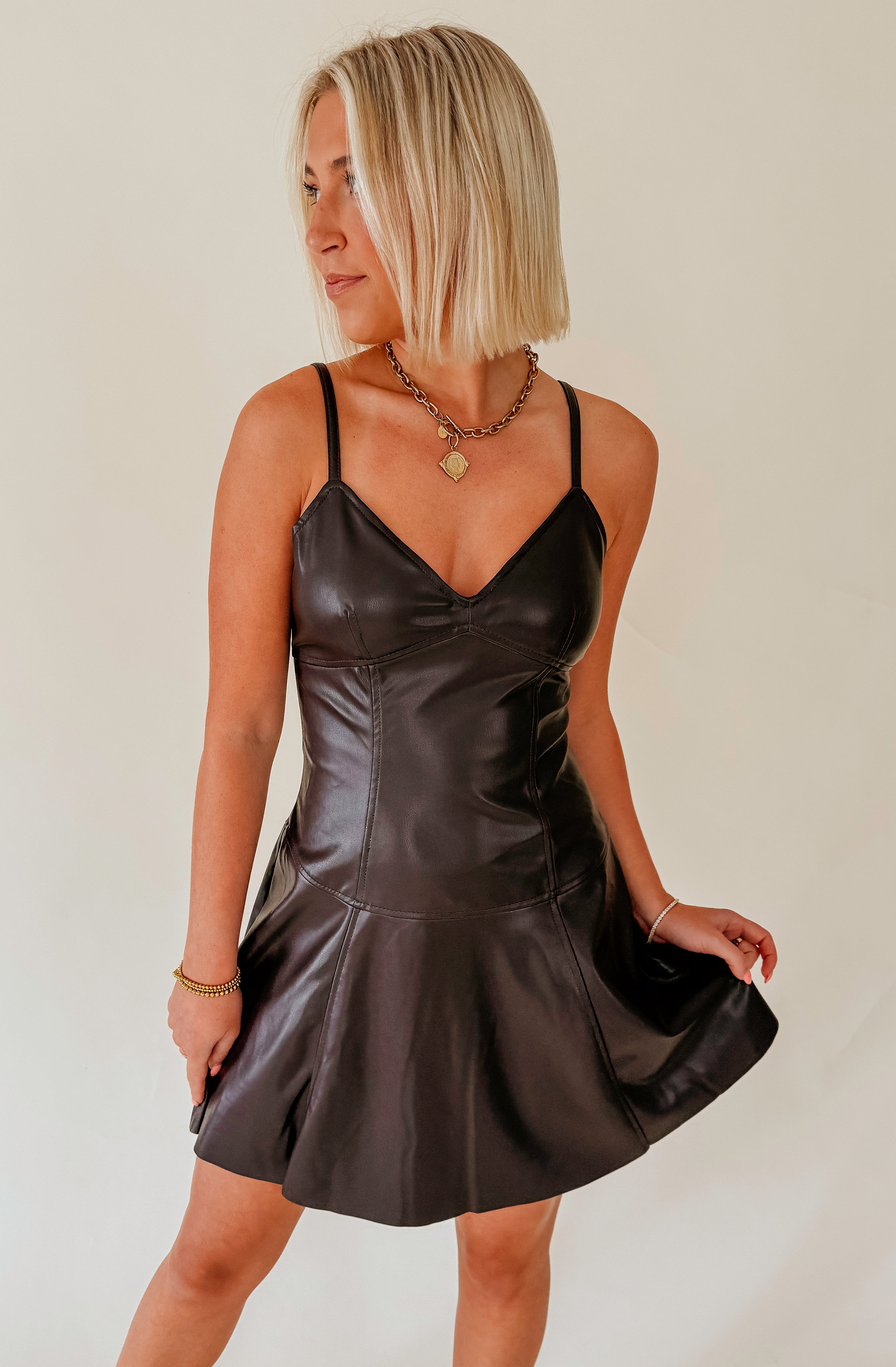 STEVE MADDEN ABBOTT FAUX LEATHER DRESS