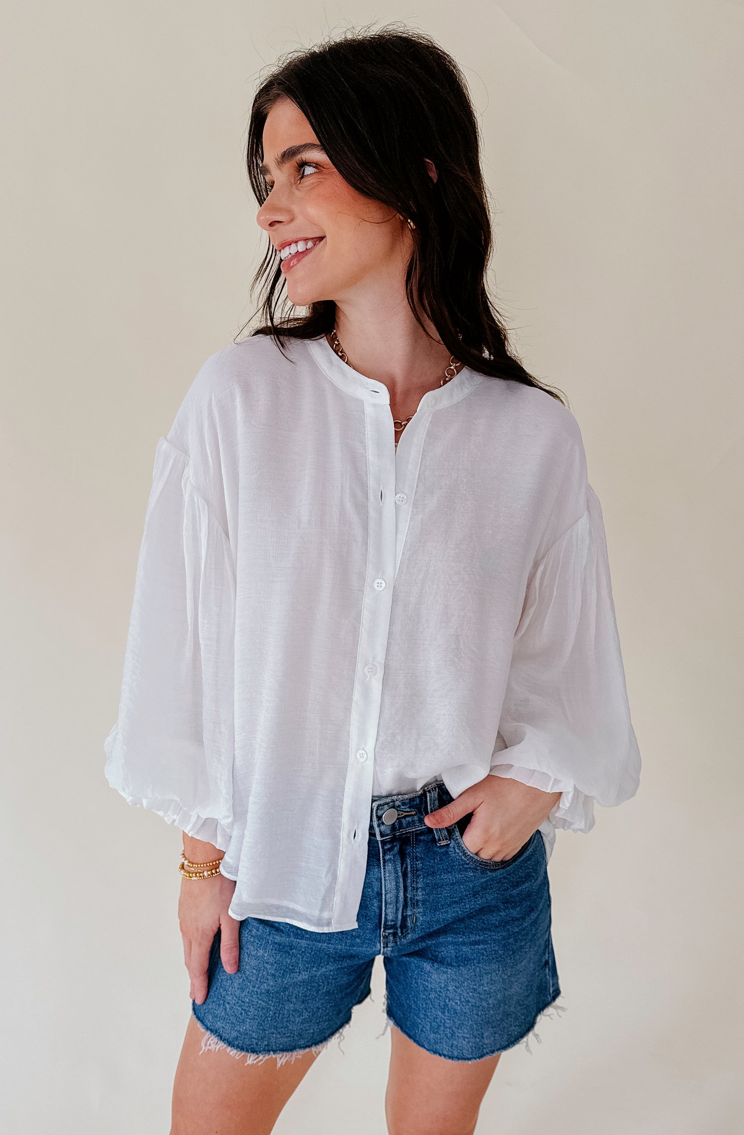 PLAIN JANE BUTTON DOWN BLOUSE