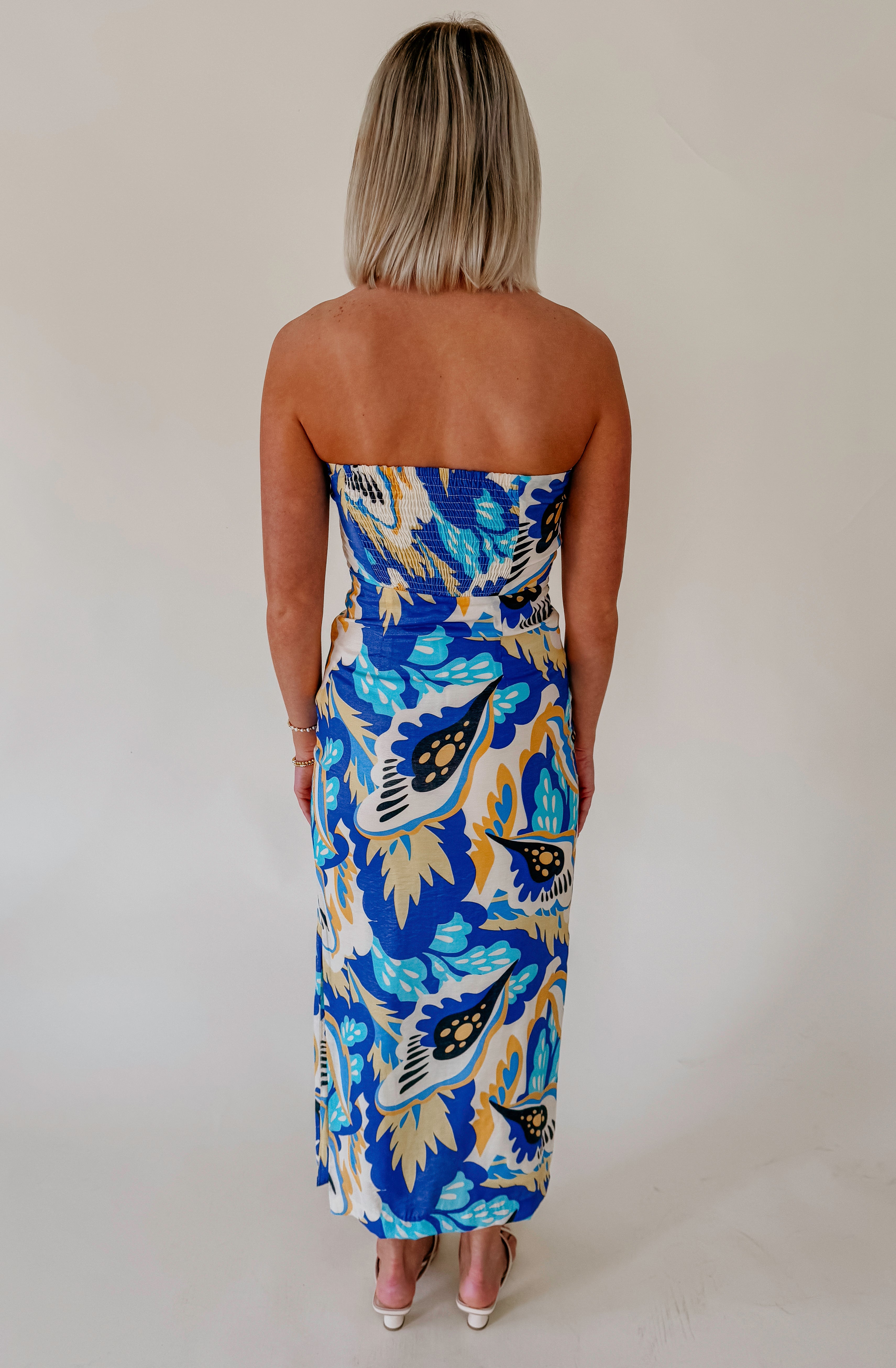 PATTERN SHIFT STRAPLESS DRESS