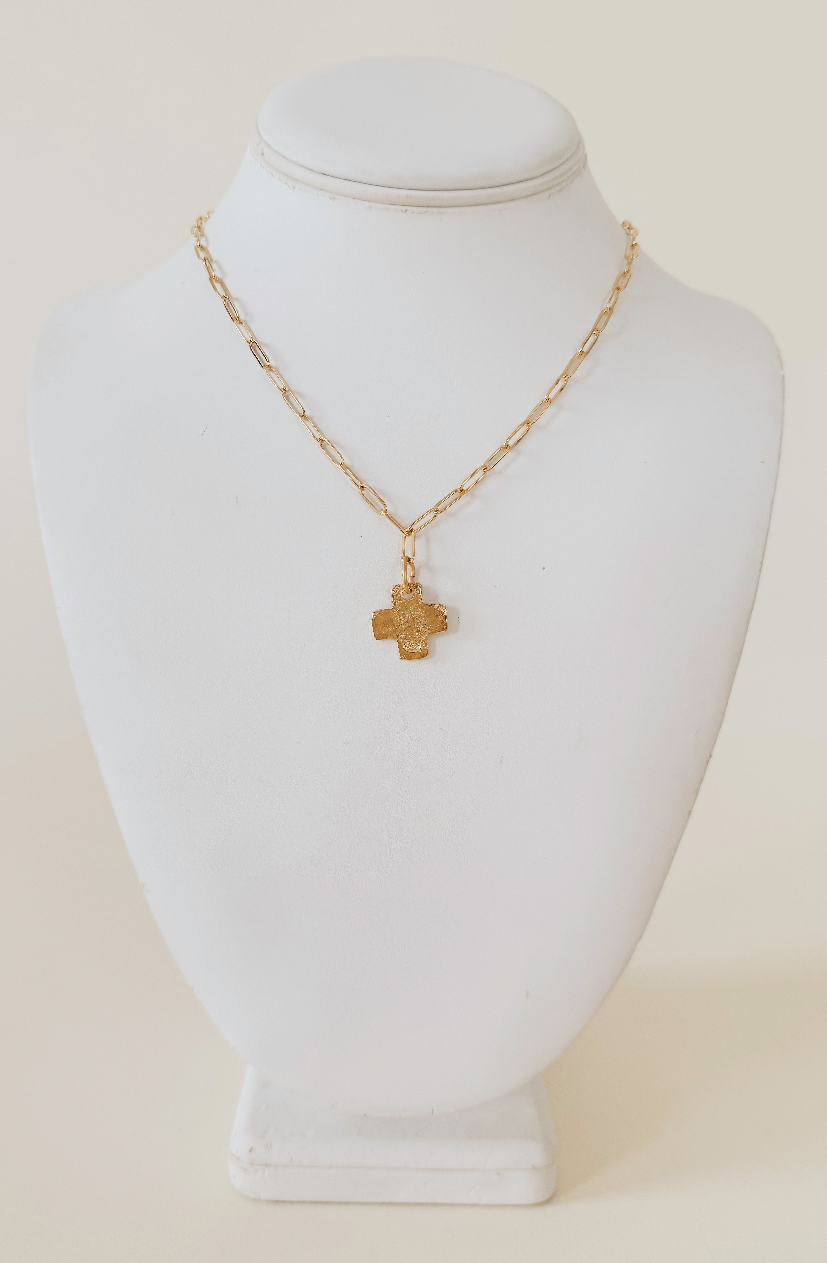 SUSAN SHAW CROSS PAPERCLIP NECKLACE