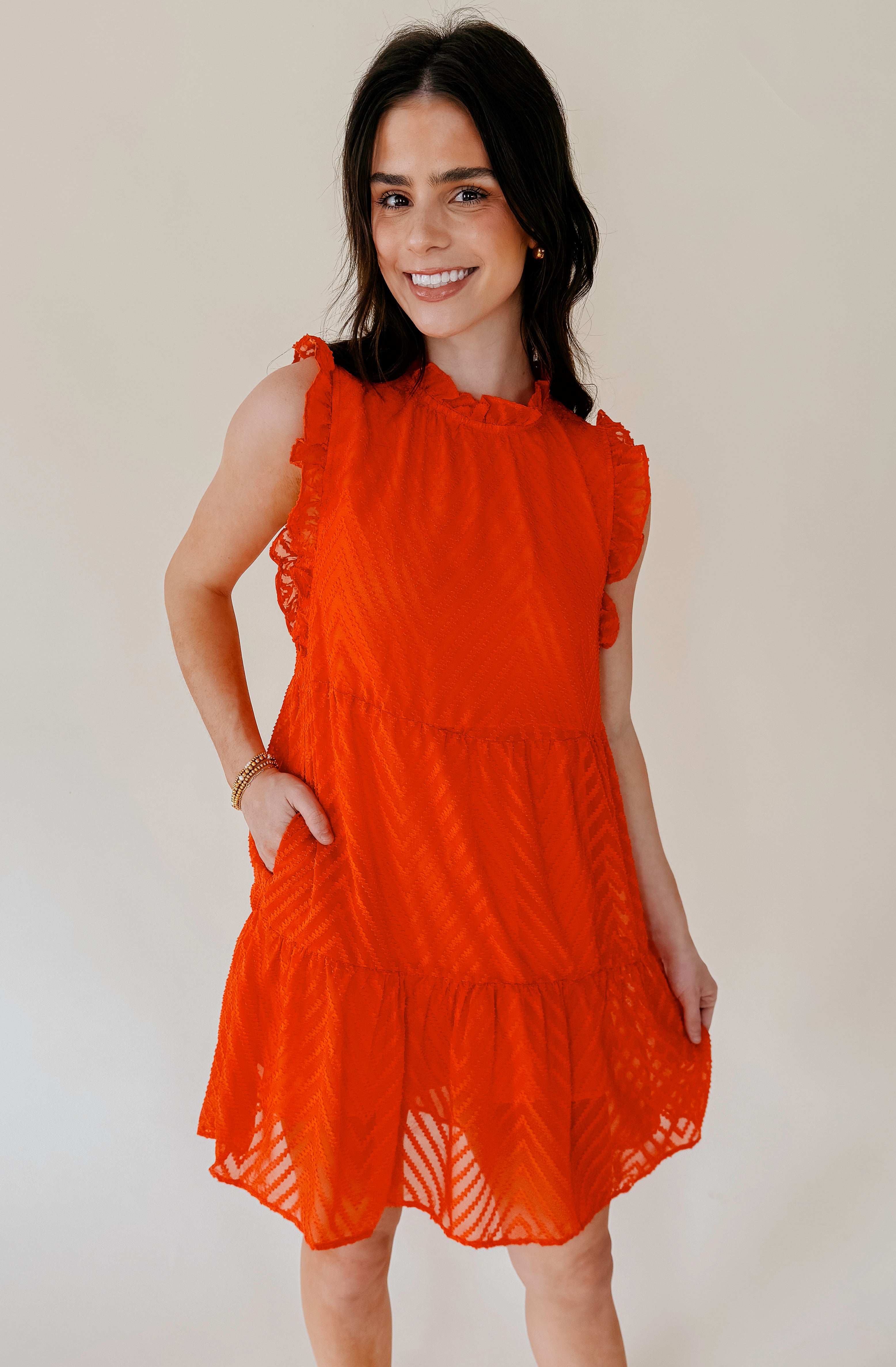 ORANGE YA GLAD HIGH NECK DRESS