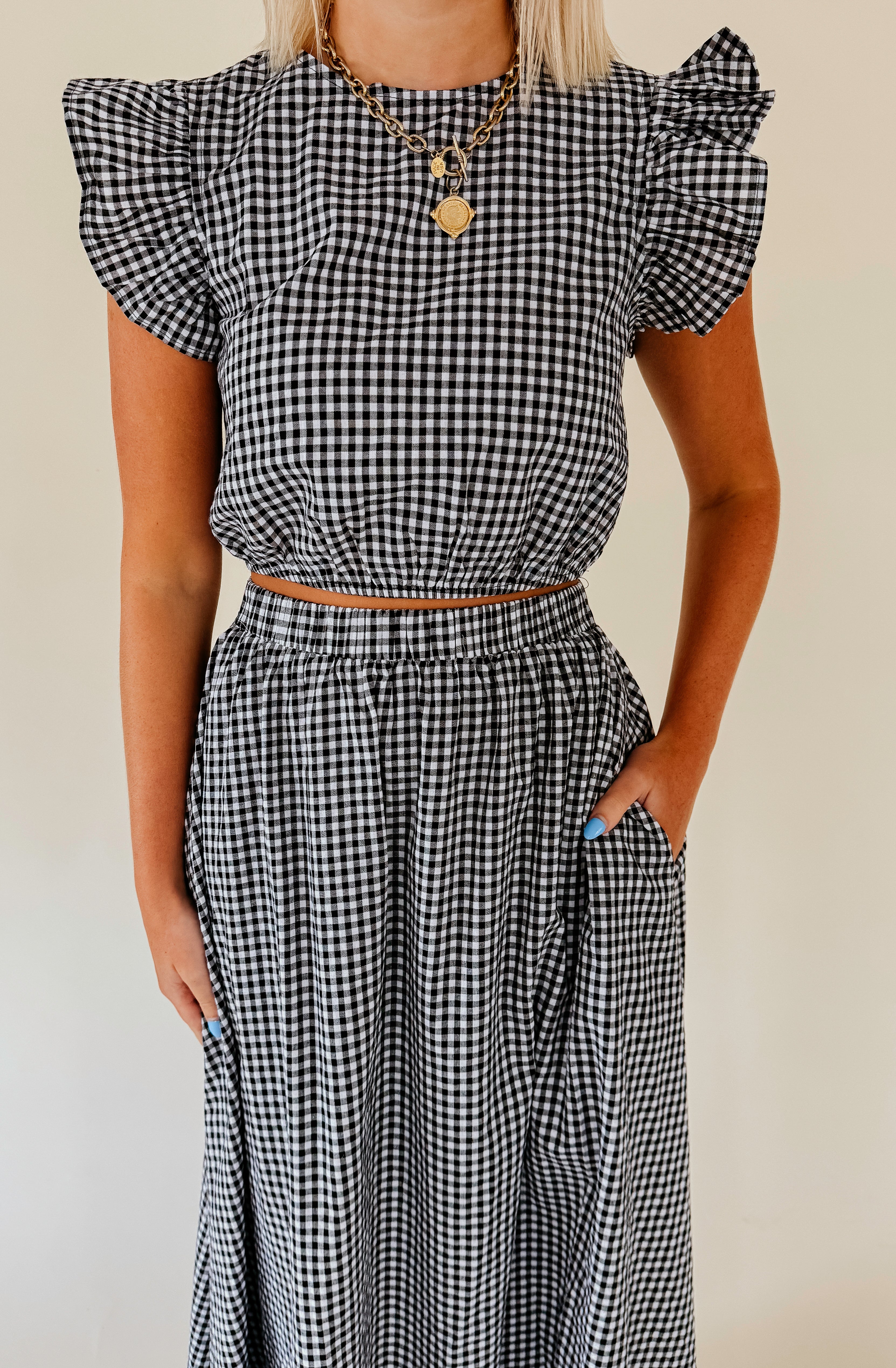 GAME ON GINGHAM TOP