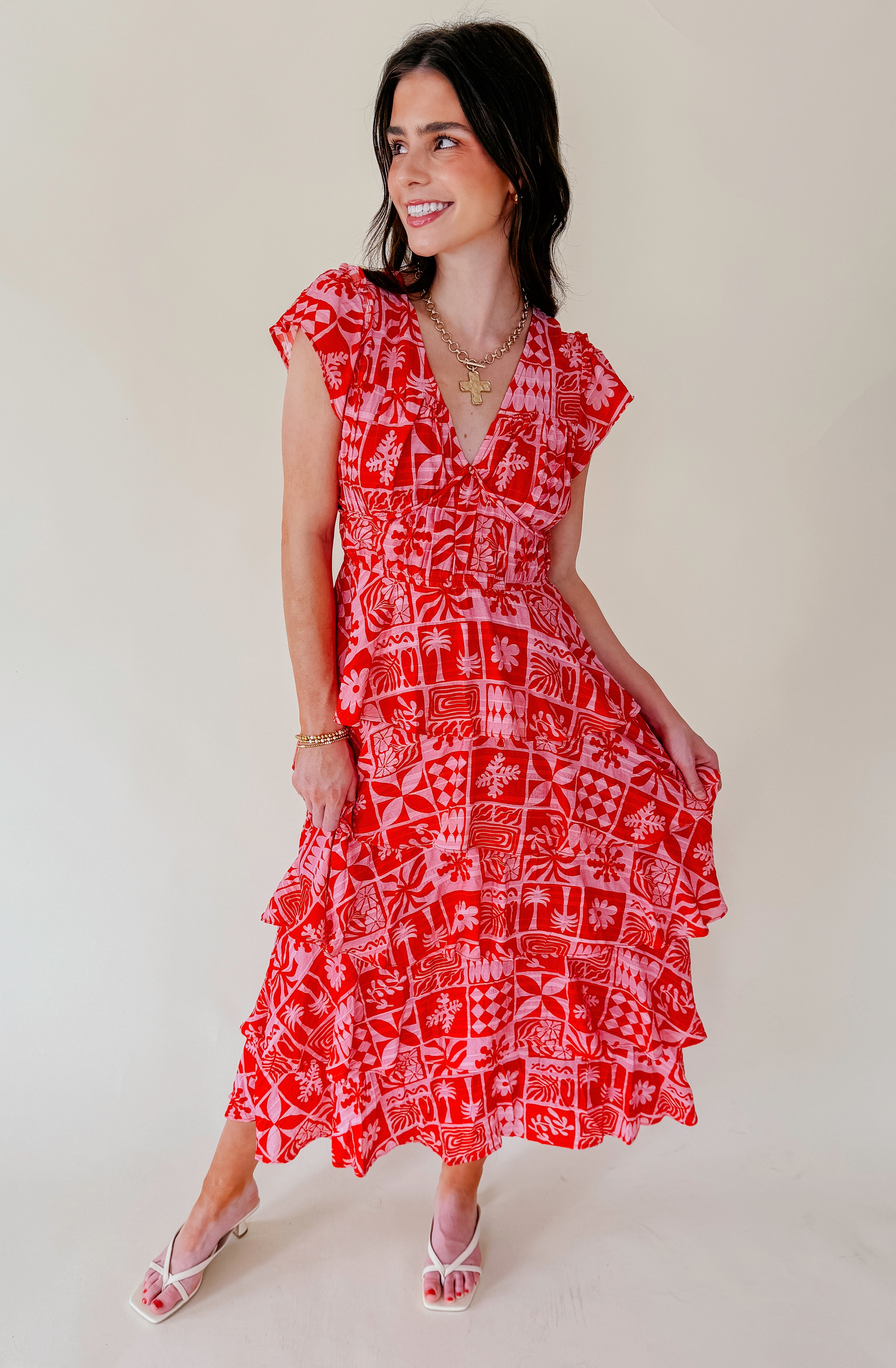 TIKI BAR PRINTED MIDI DRESS