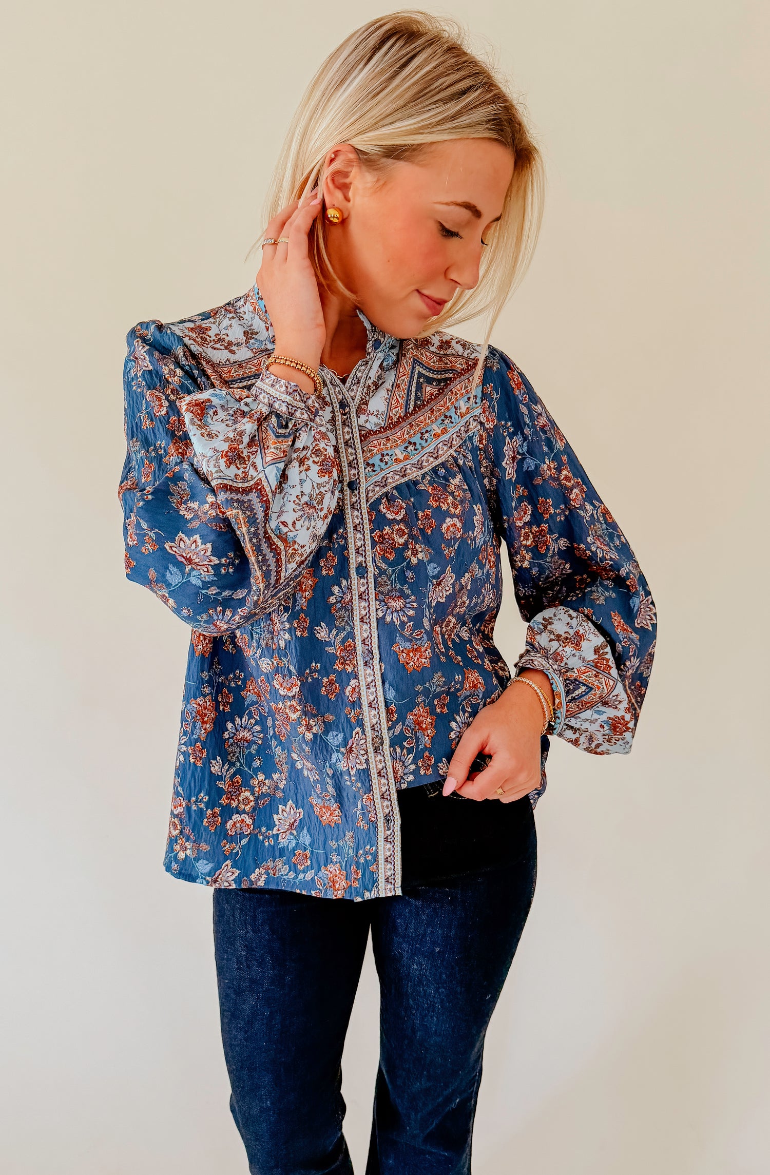 SANTORINI PRINTED BLOUSE