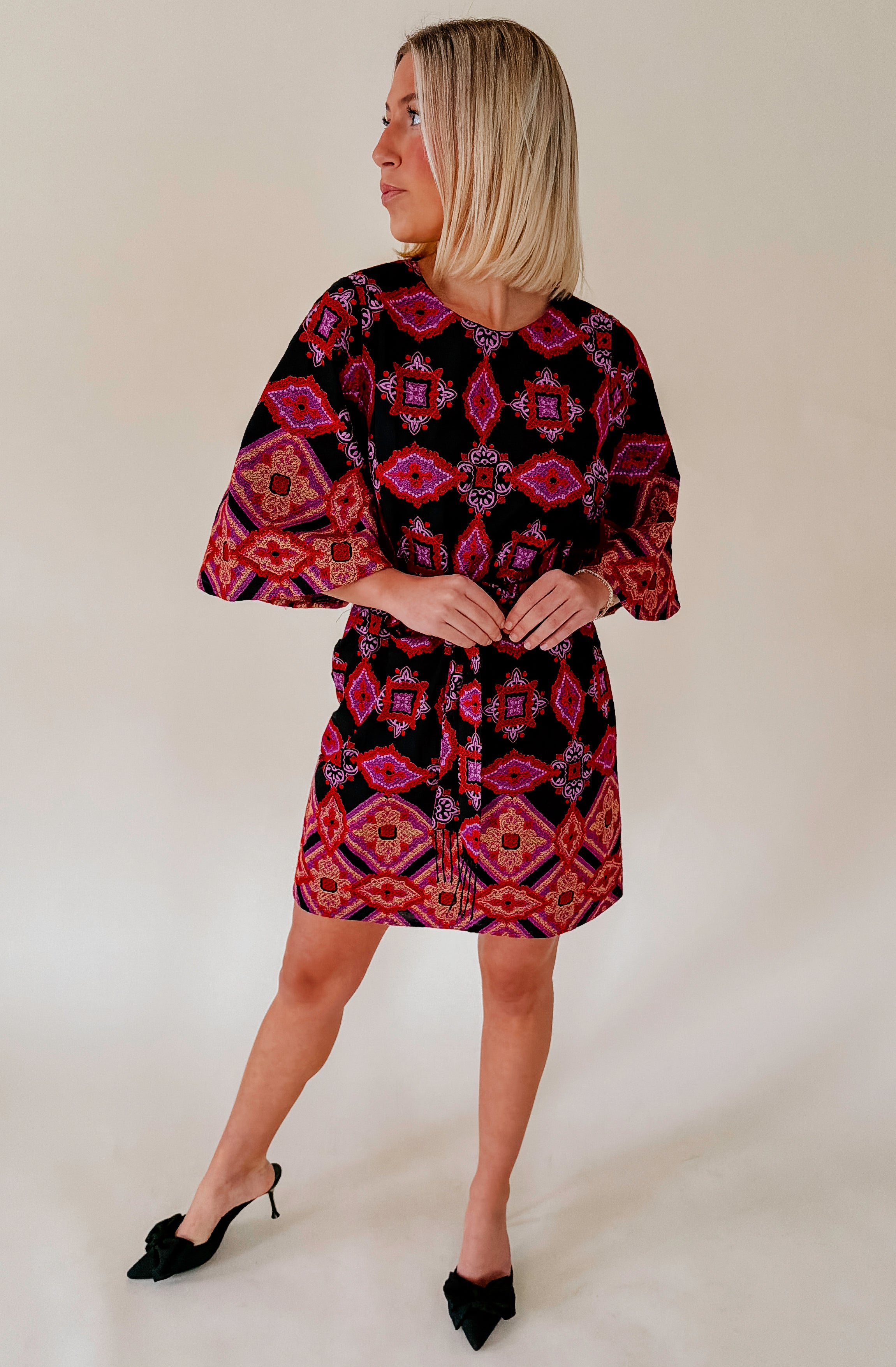 CIEBON DAELYN EMBROIDERED MINI DRESS