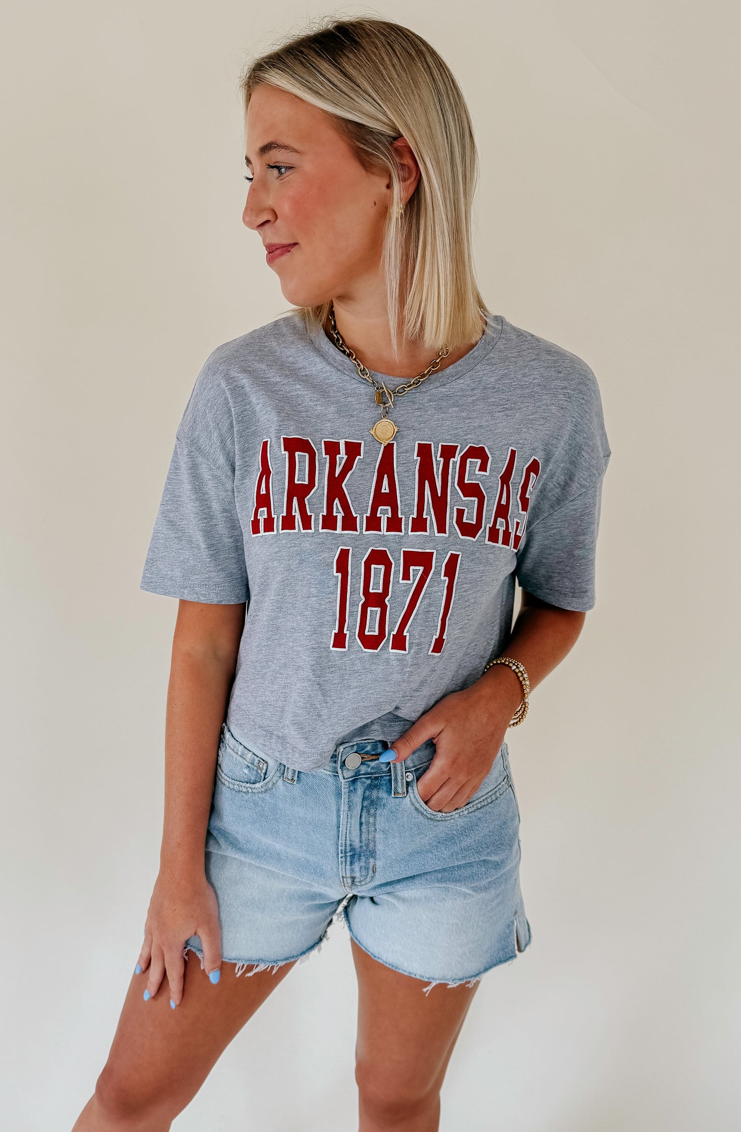 ARKANSAS CROPPED PUFF LETTERED TEE