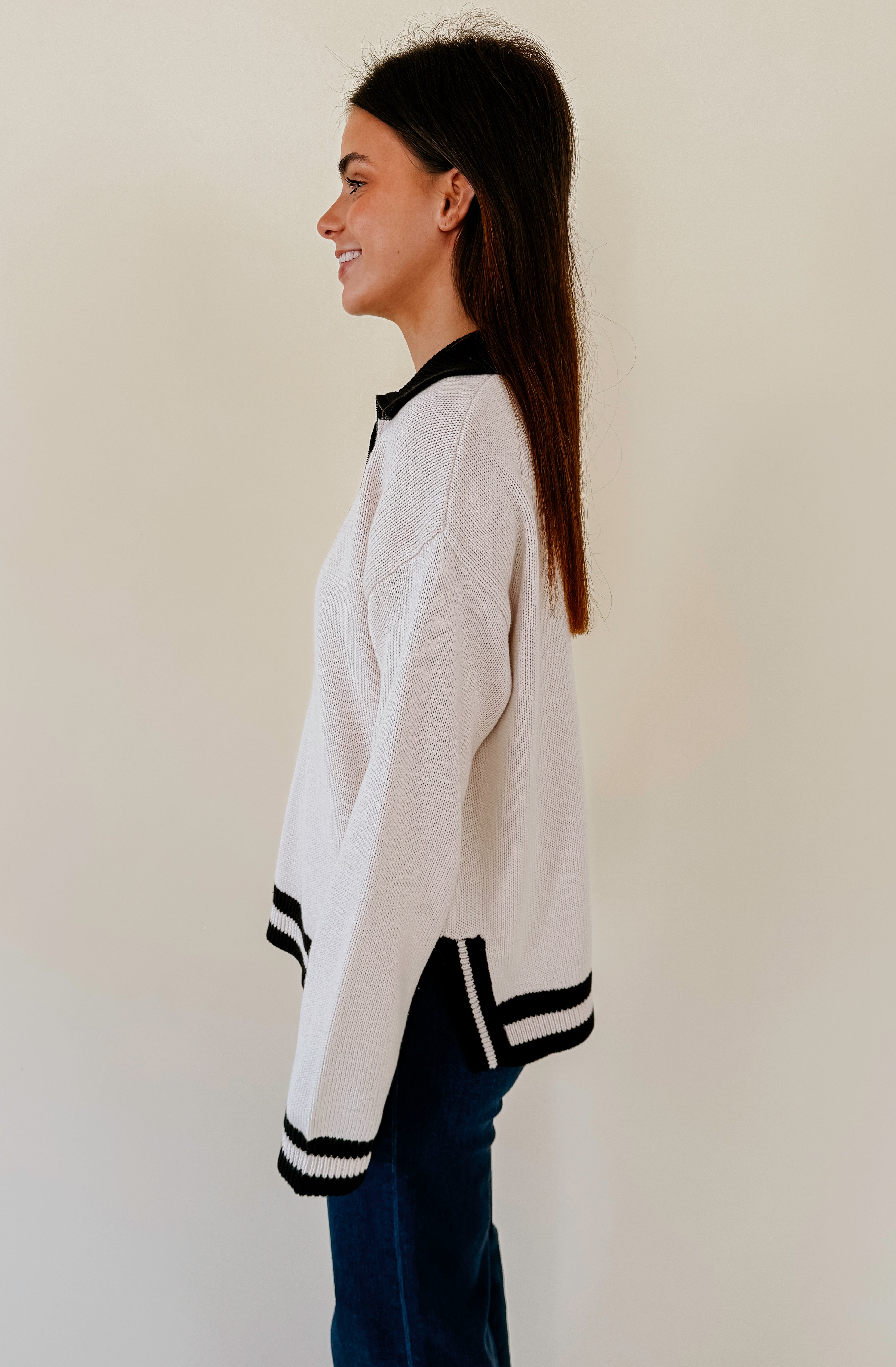 Z SUPPLY SOCIETY QUARTER ZIP SWEATER