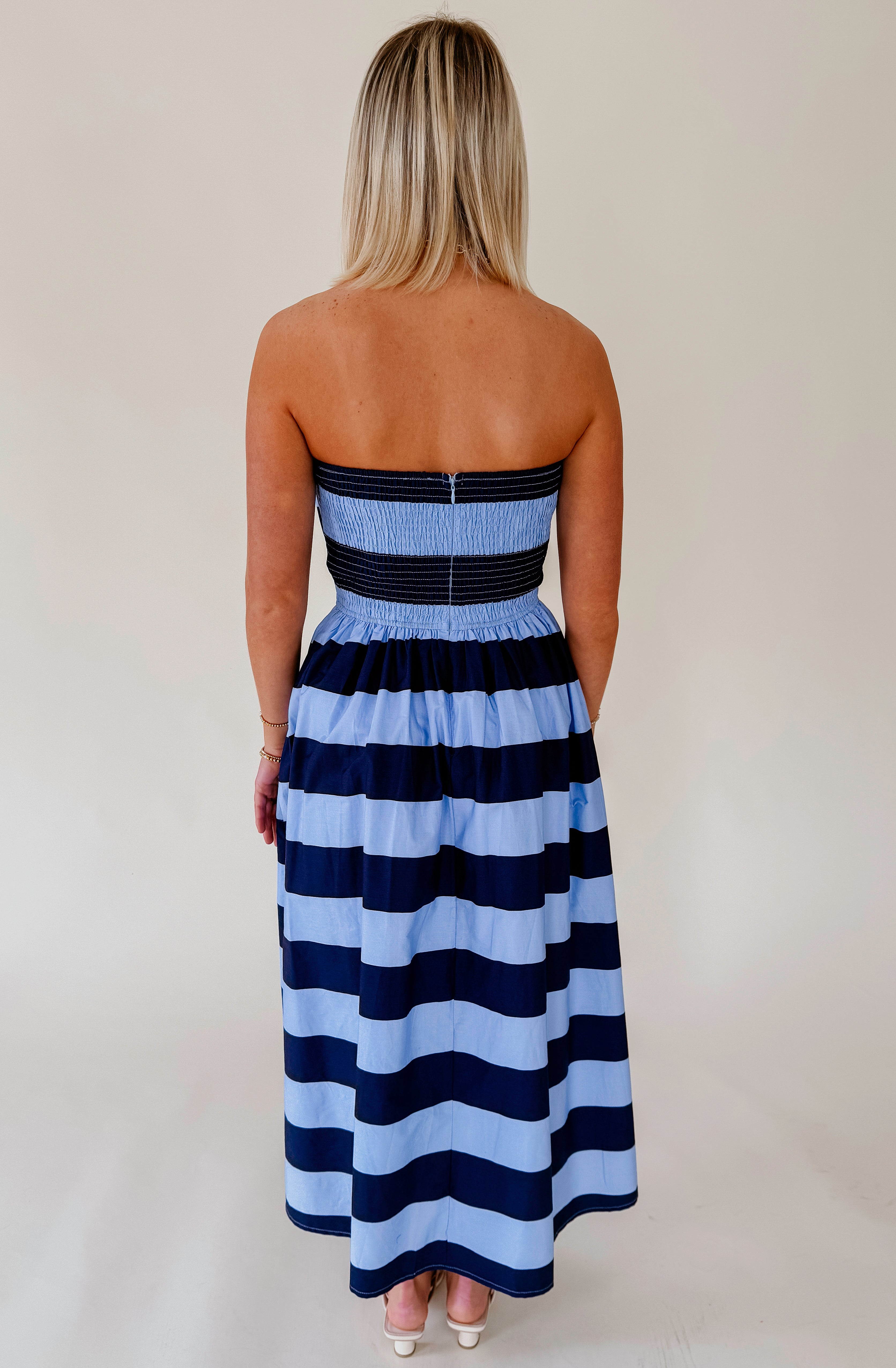 TAKE ME TO NANTUCKET STRAPLESS DRESS