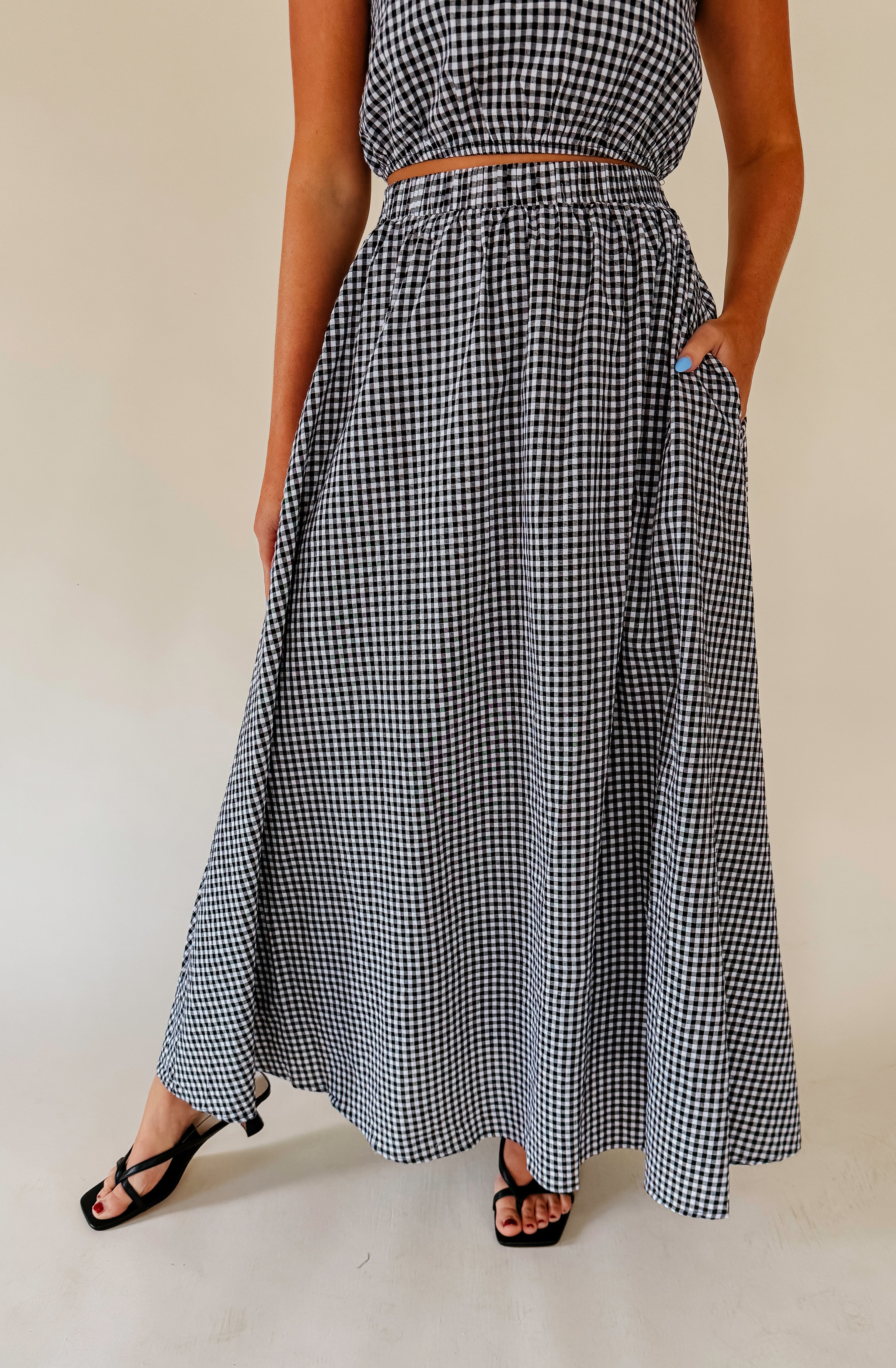 GAME ON GINGHAM MIDI SKIRT