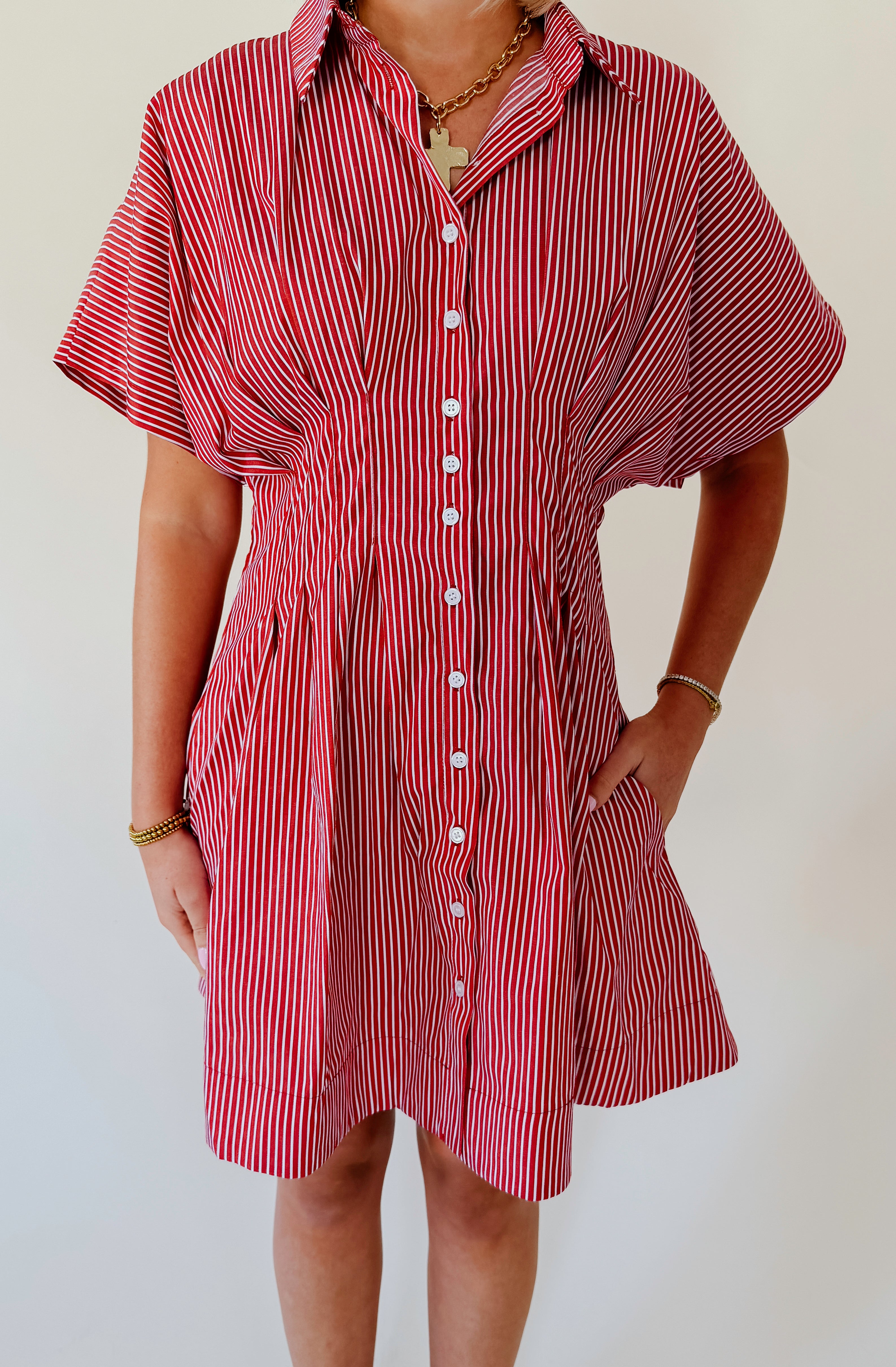 GAME TIME DECISION STRIPED DRESS