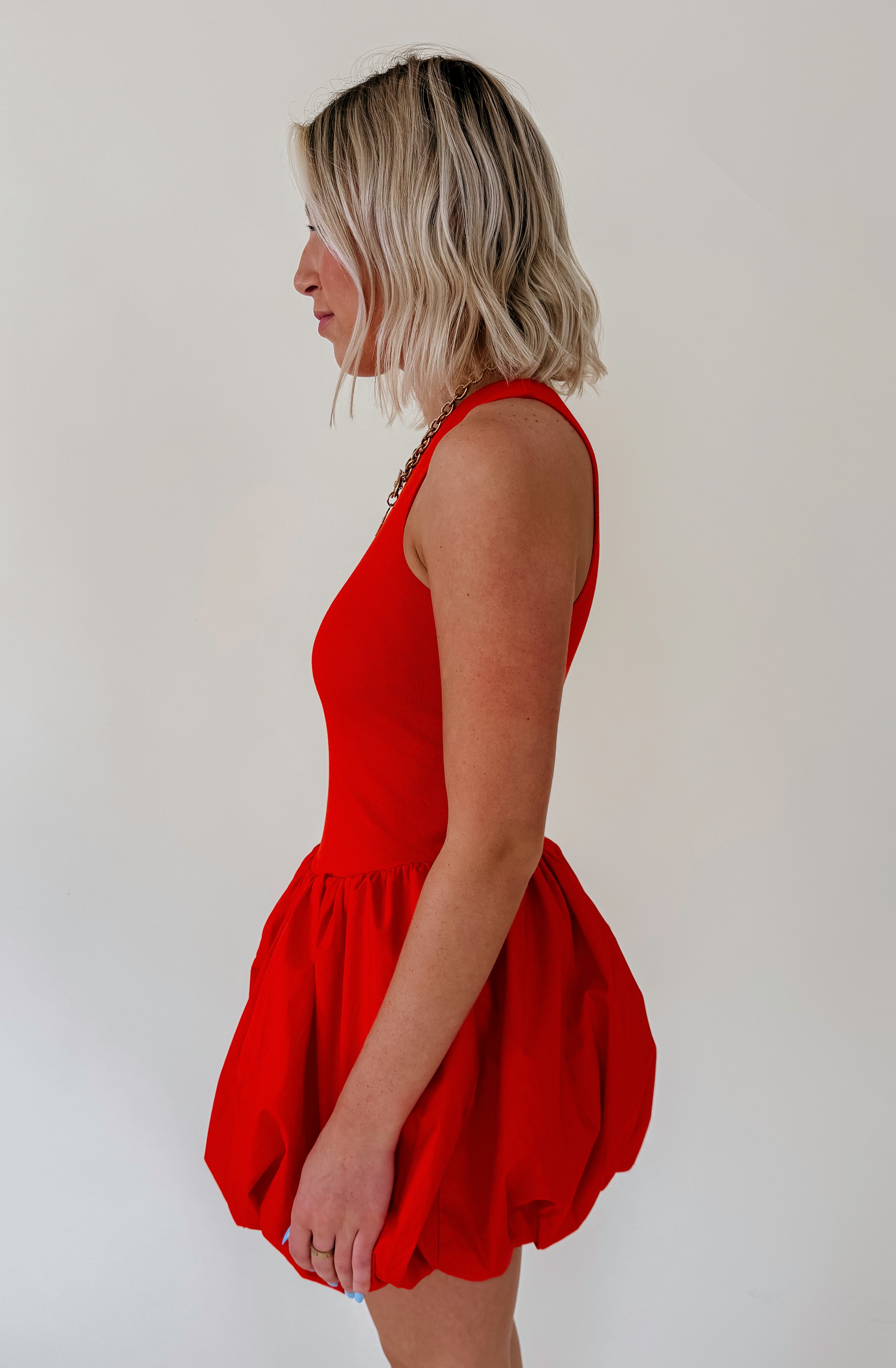 TAKES TIME BUBBLE HEM DRESS