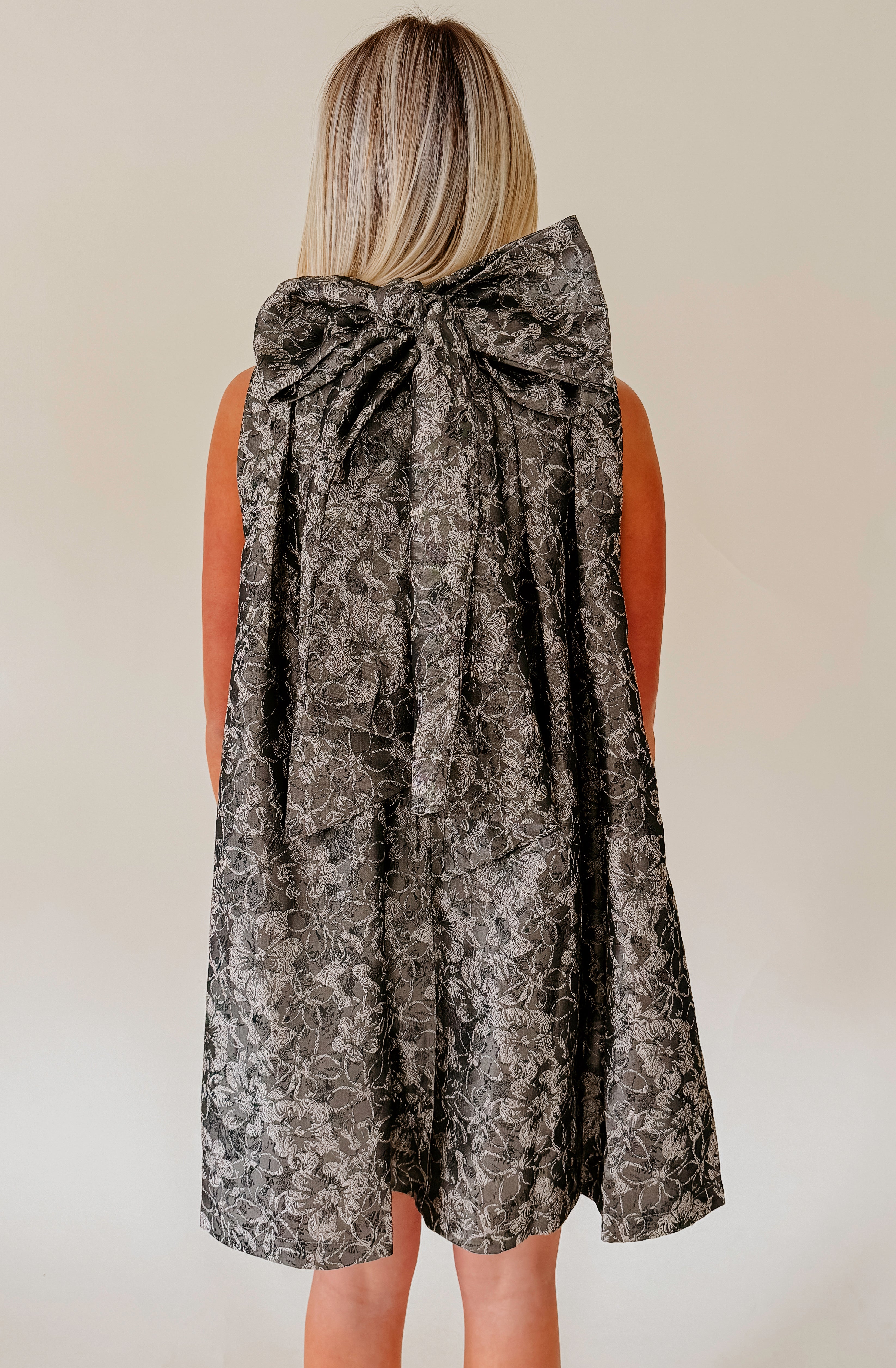 CLOCK STRIKES MIDNIGHT JACQUARD DRESS