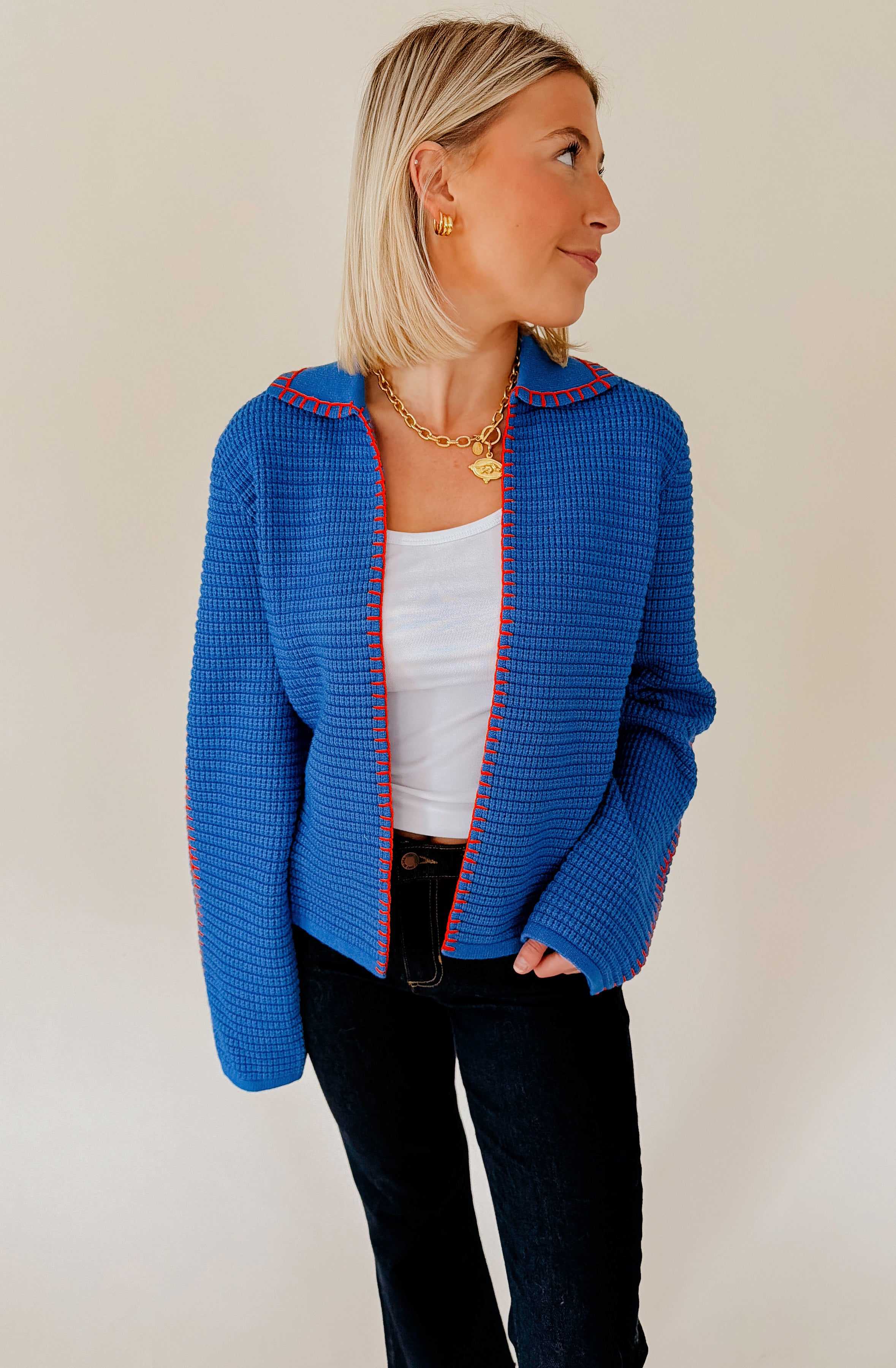 AMELIA WHIP STITCHED CARDIGAN