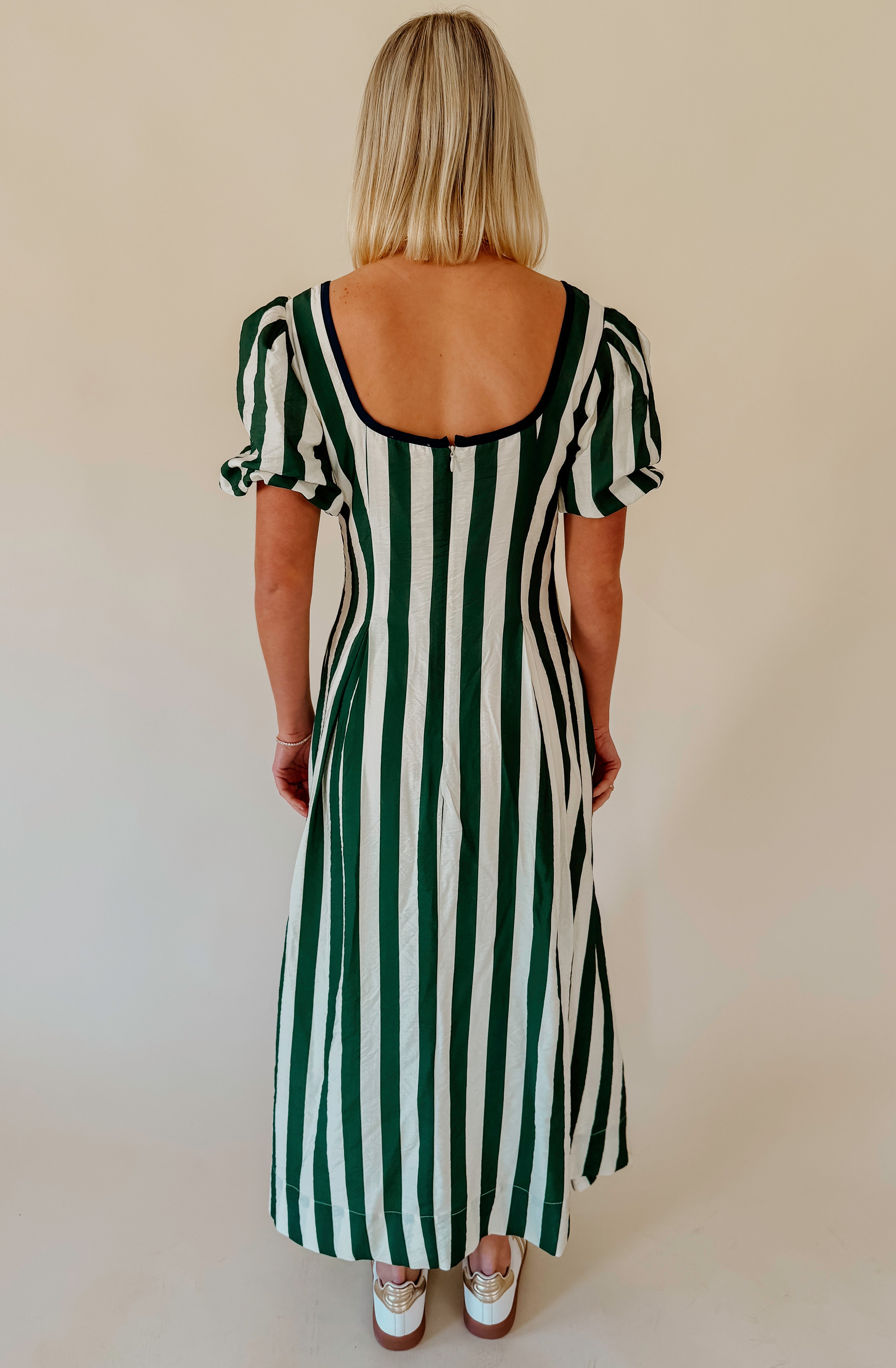 DAYS GO BY STRIPED MIDI DRESS