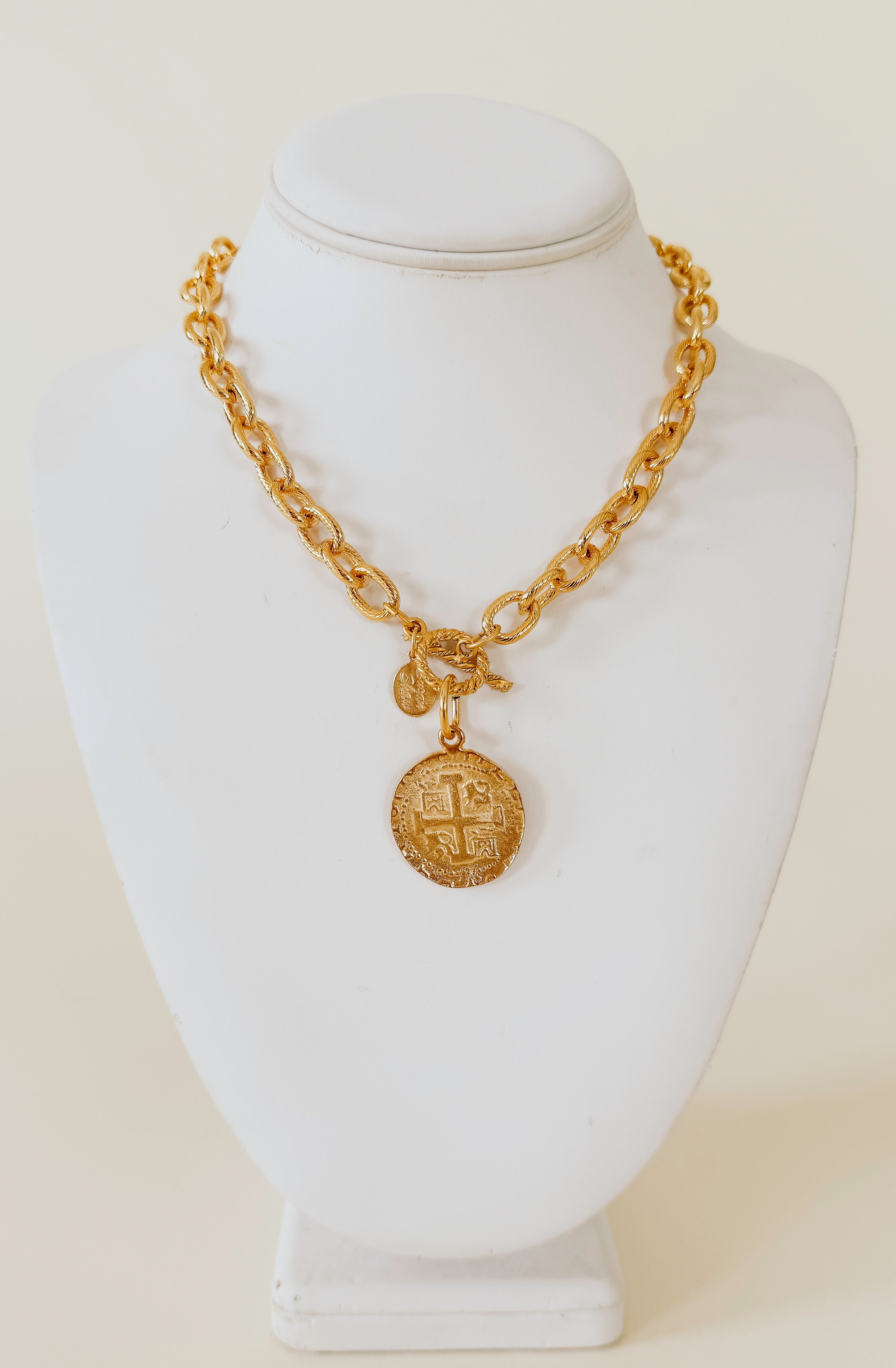 SUSAN SHAW RELIGIOUS MEDALS TOGGLE NECKLACE