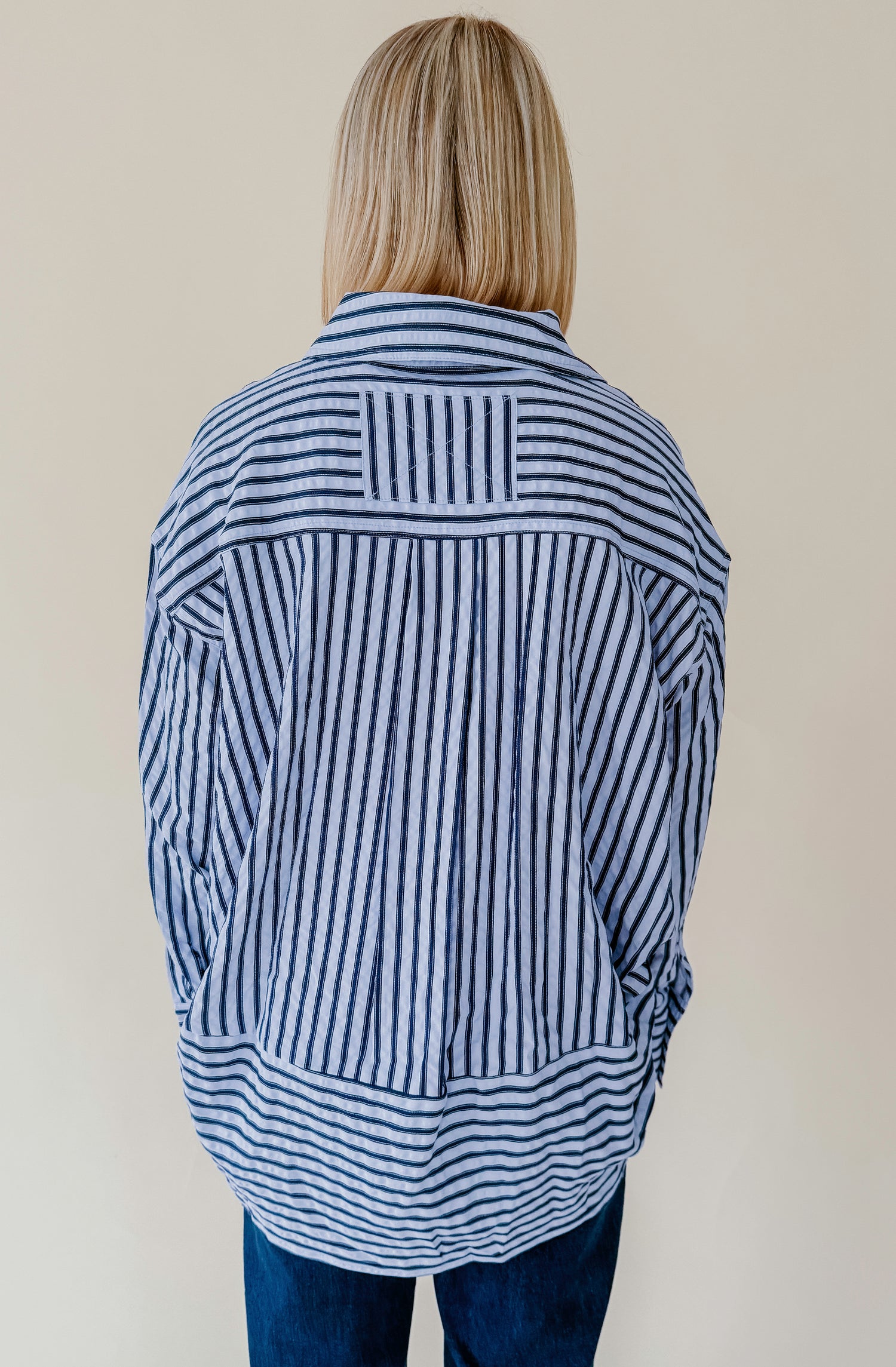 TAKES TIME STRIPED BUTTON UP