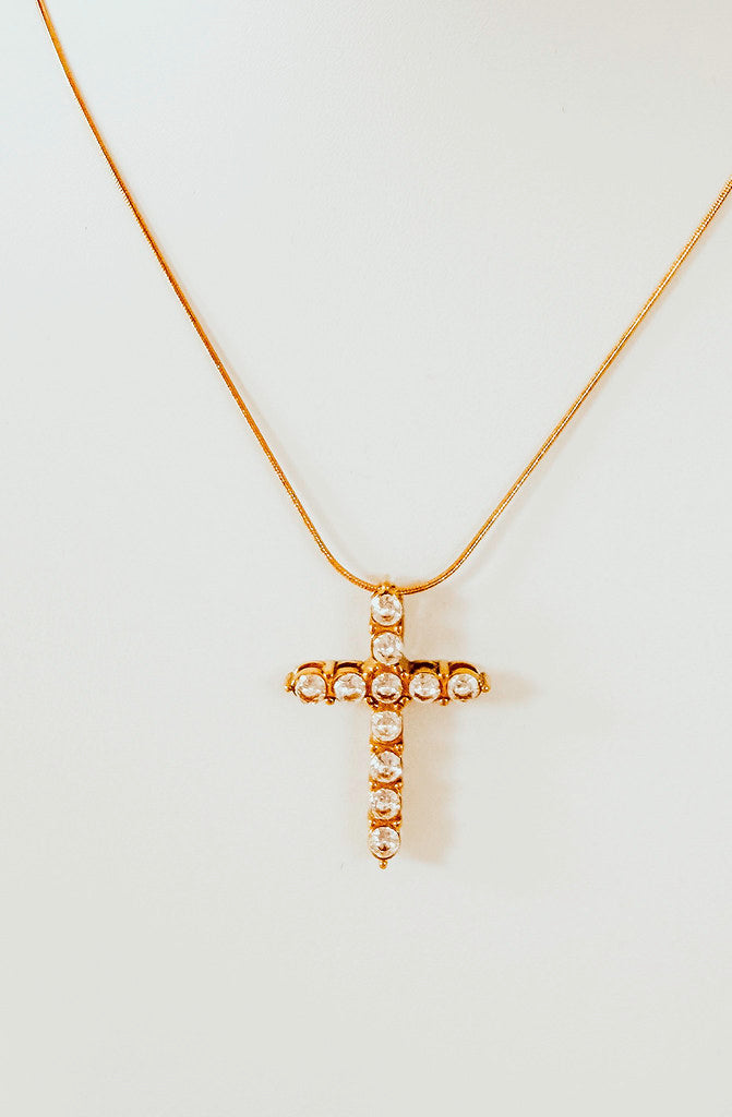 CROSS RHINESTONE NECKLACE
