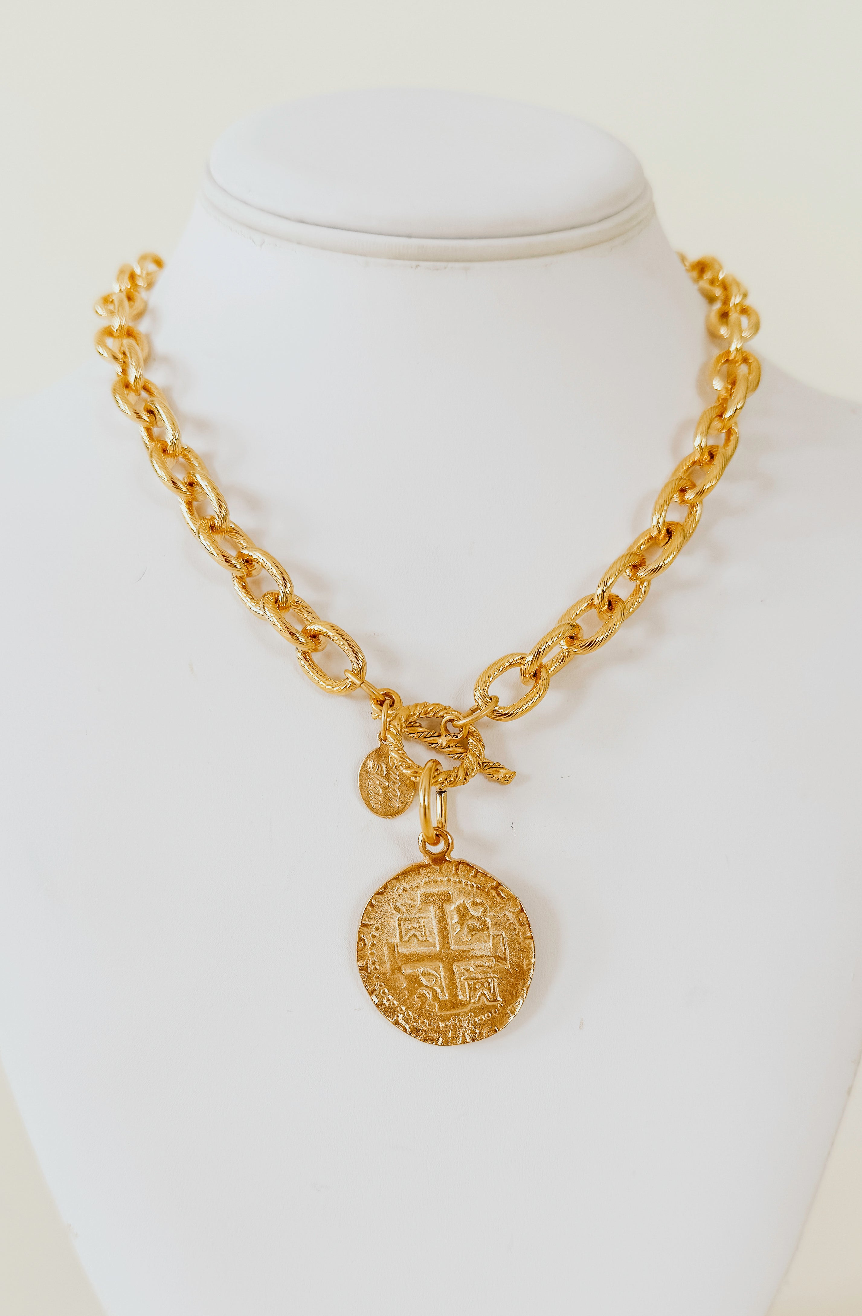 SUSAN SHAW RELIGIOUS MEDALS TOGGLE NECKLACE