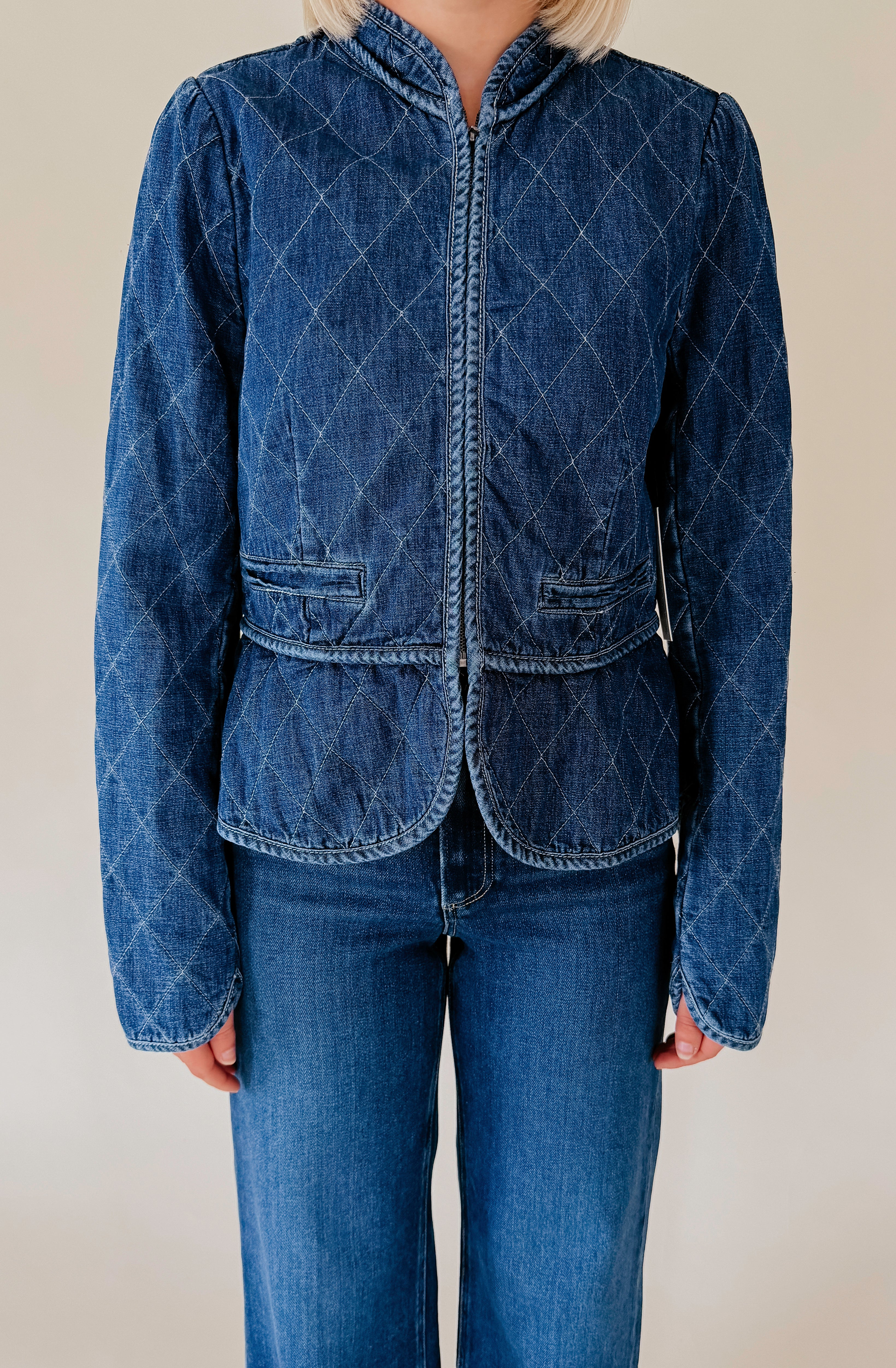 FELT CUTE QUILTED DENIM JACKET