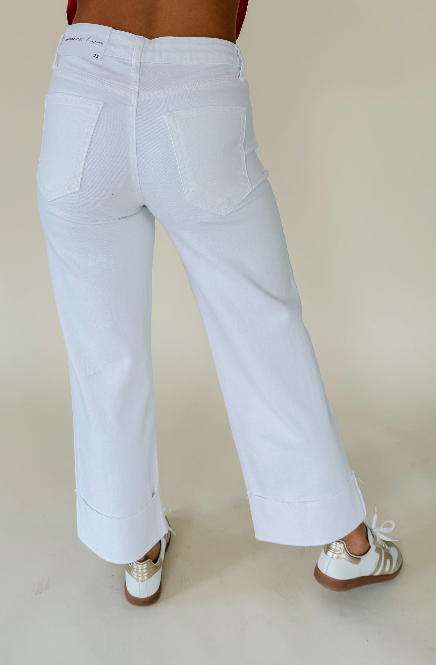 JUST BLACK SCISSOR CUT CUFFED WIDE LEG DENIM