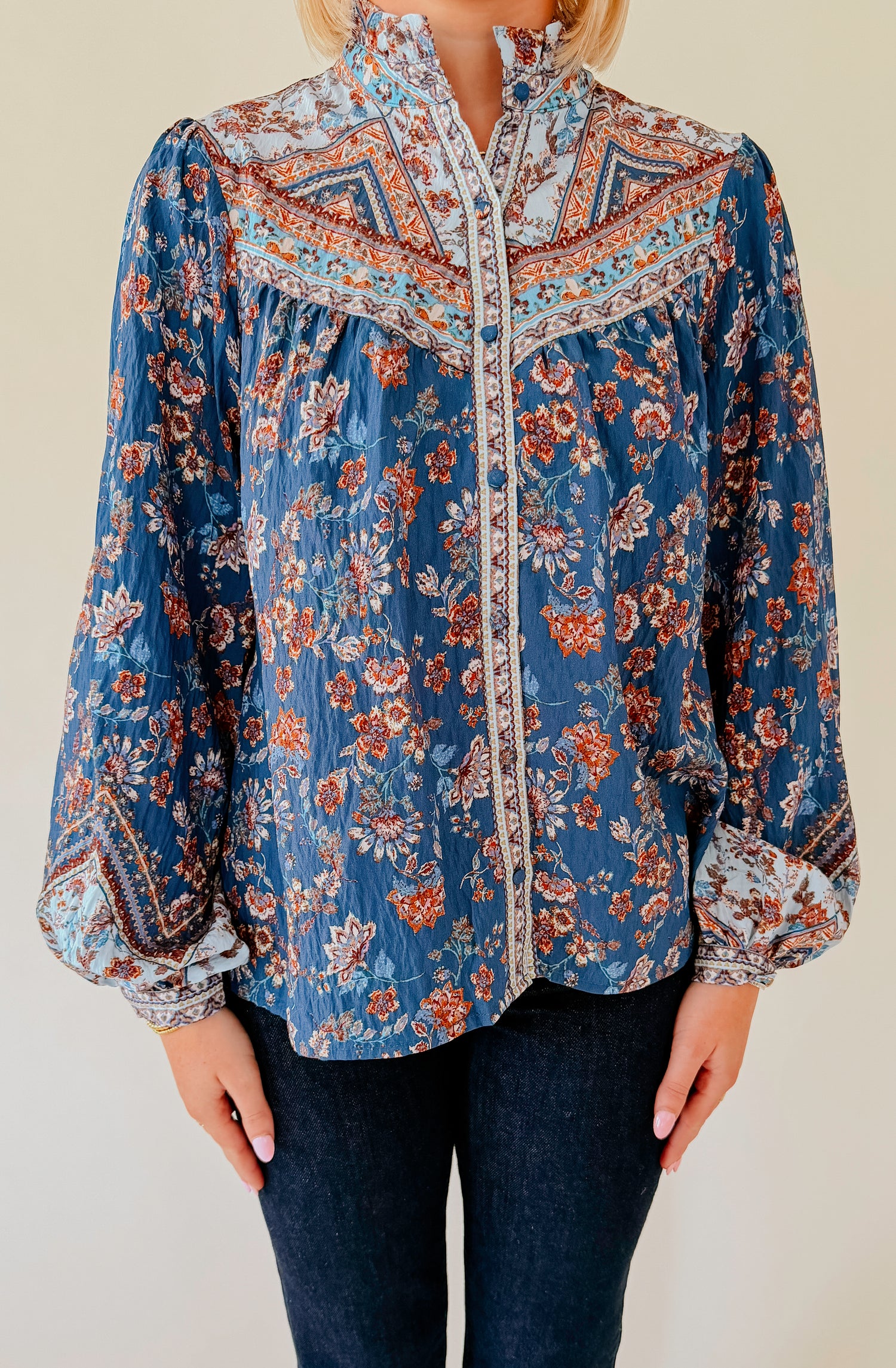 SANTORINI PRINTED BLOUSE