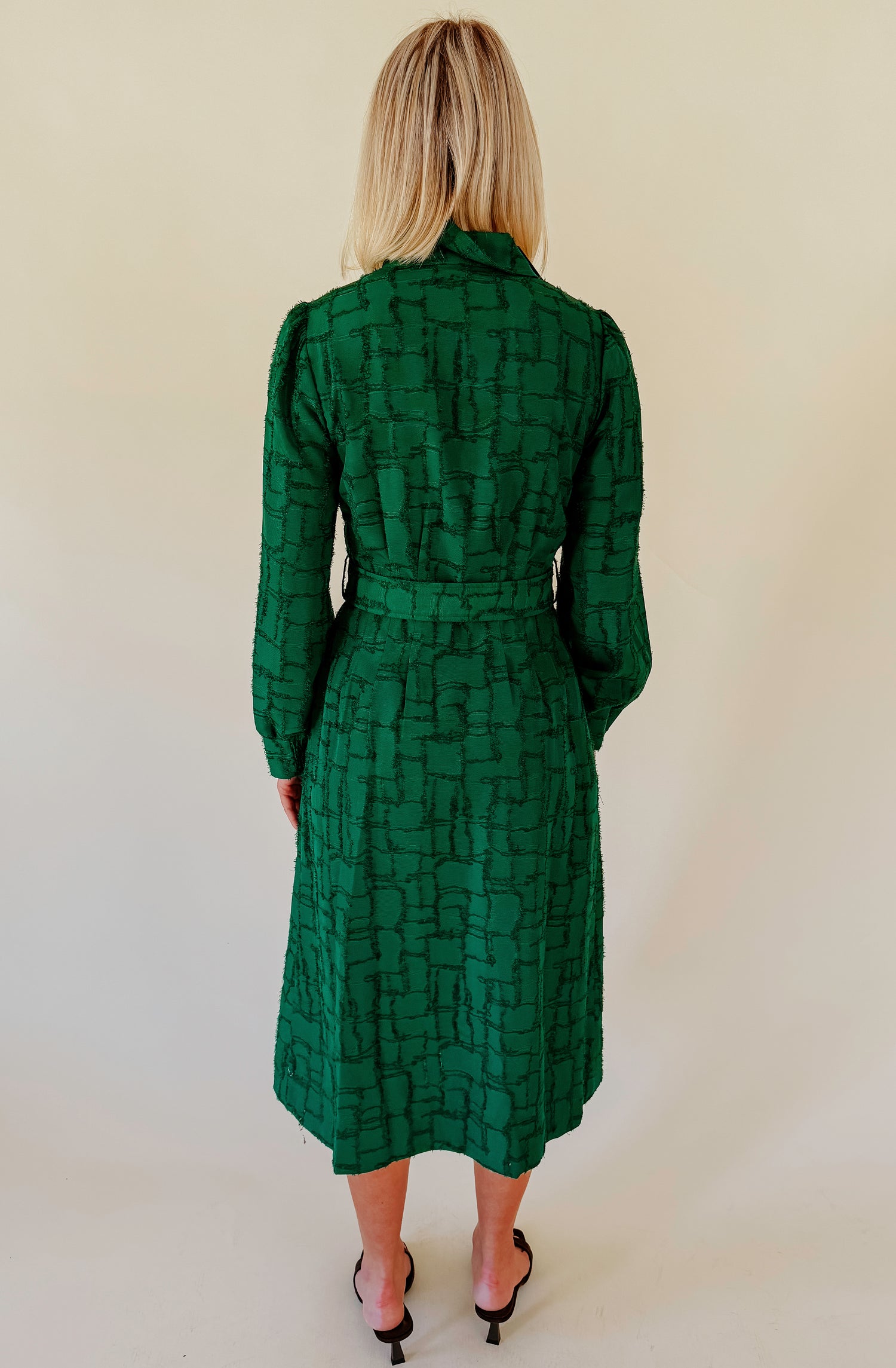 HOLIDAYS IN THE HEIGHTS BELTED MIDI DRESS