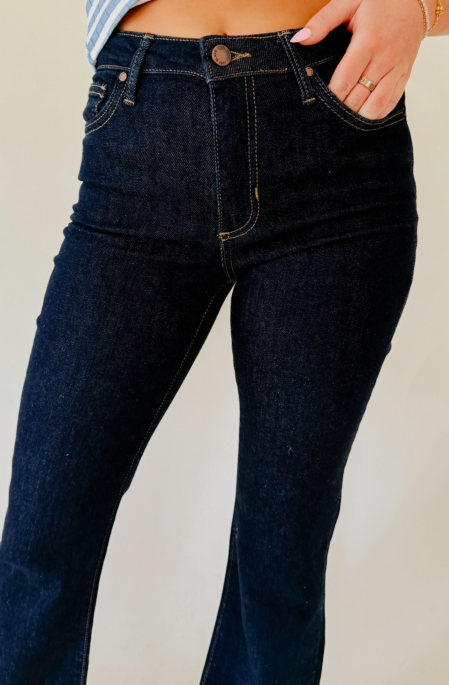 JUST BLACK CROPPED FLARE TALL DENIM