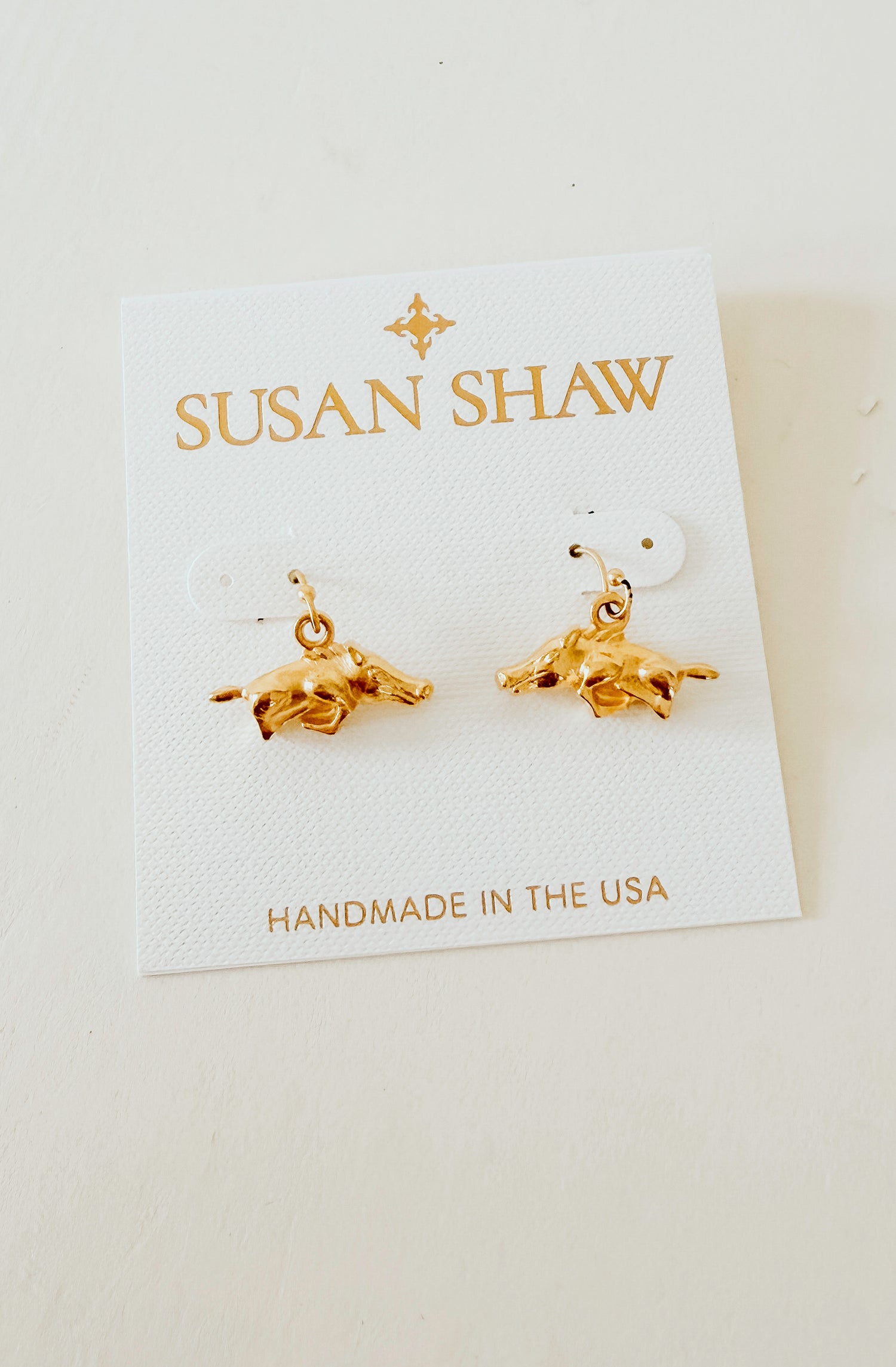 SUSAN SHAW WILD BOAR DROP EARRINGS